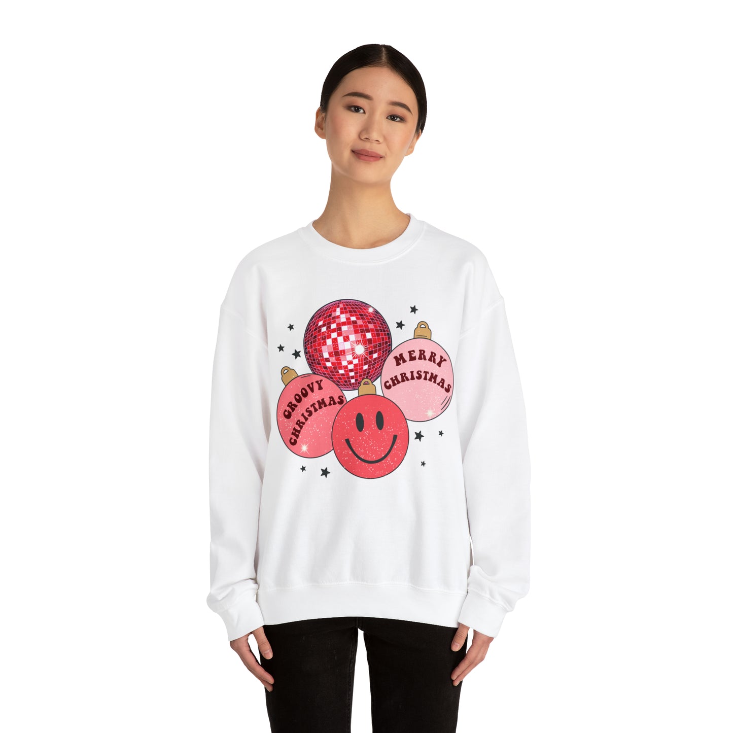 Groovy Christmas Ornaments Unisex Heavy Blend™ Crewneck Sweatshirt