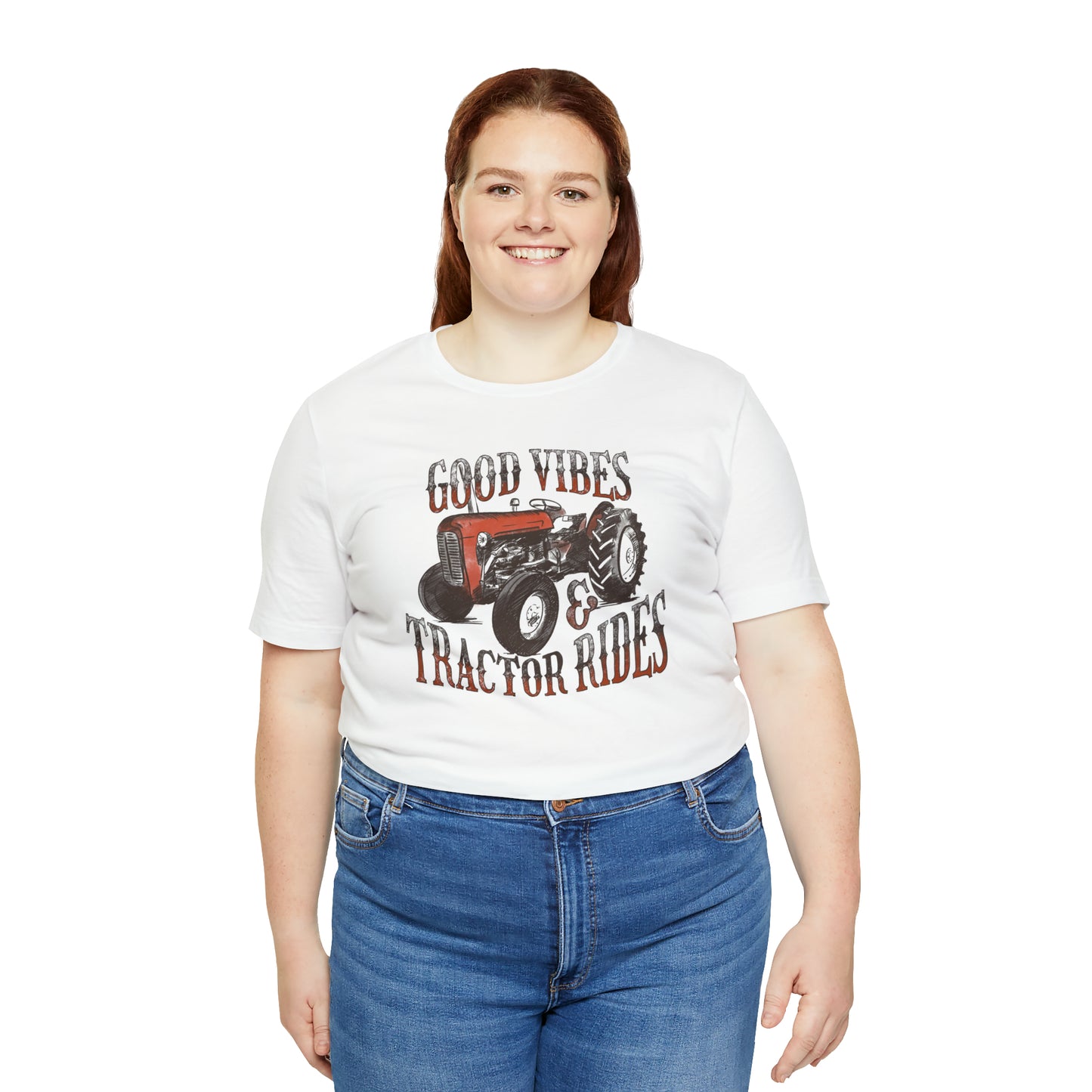 Vintage Good Vibes and Tractors Unisex Jersey Short Sleeve Tee