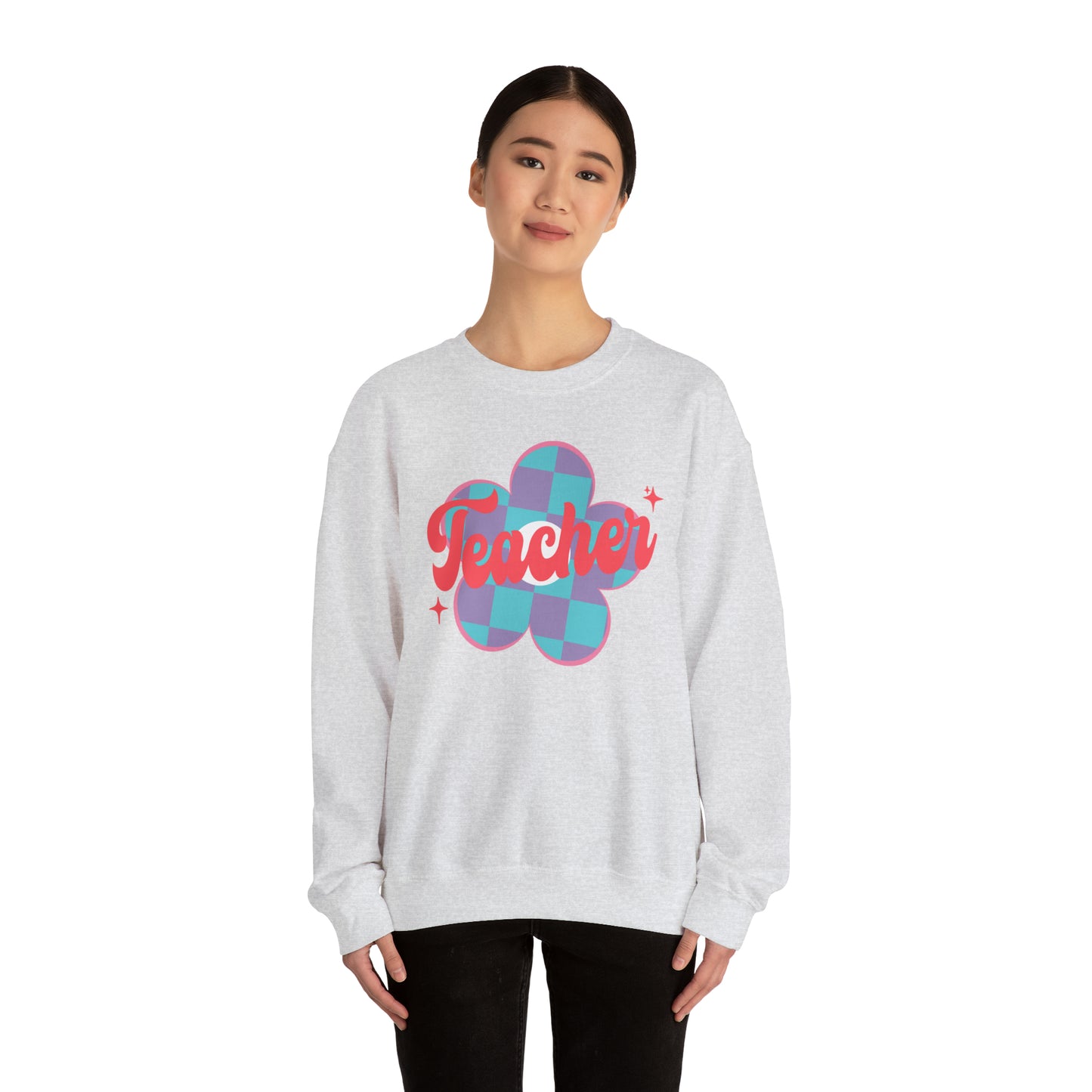 Plaid Daisy Teacher Heavy Blend™ Crewneck Sweatshirt