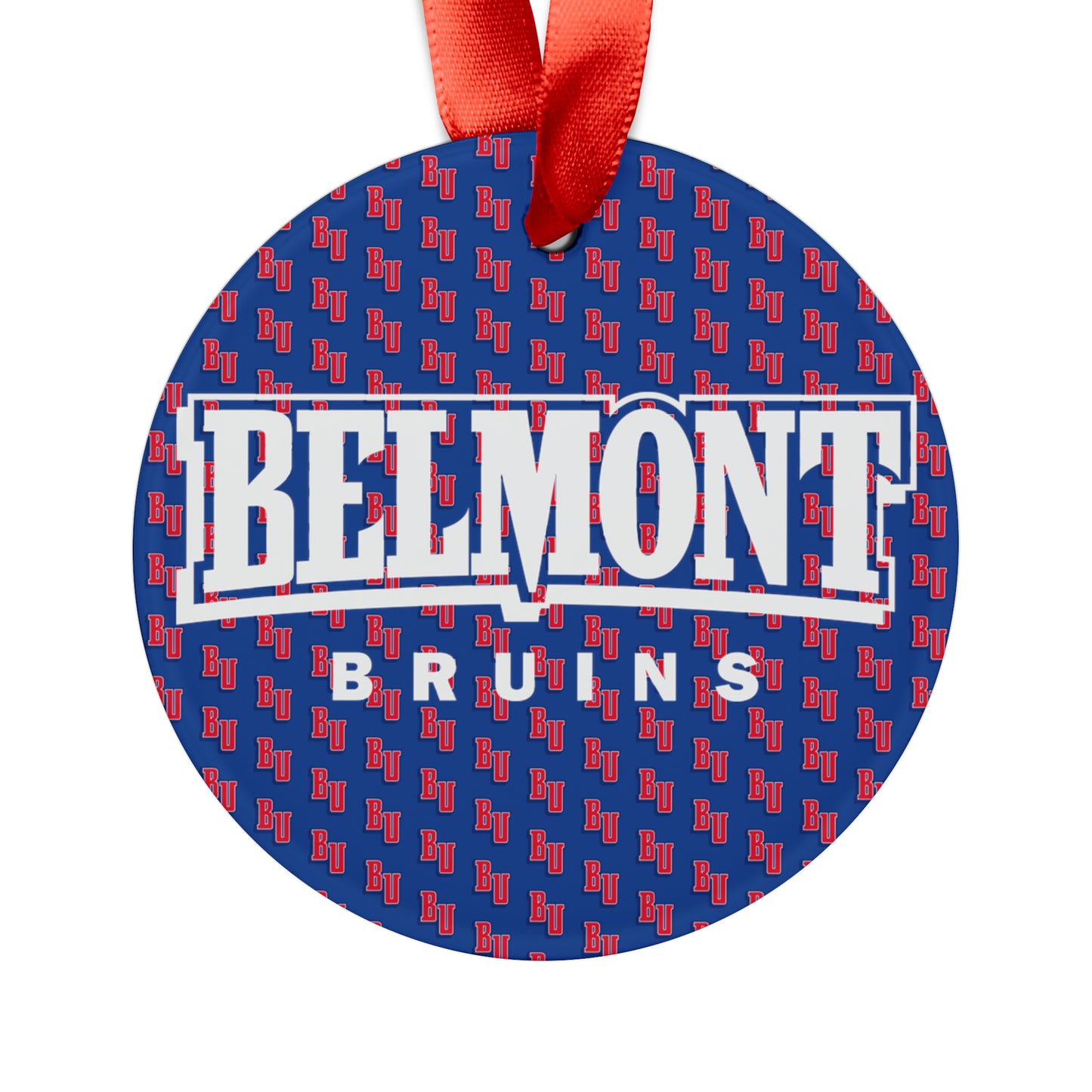 Belmont Bruins White Logo Ornament with Ribbon