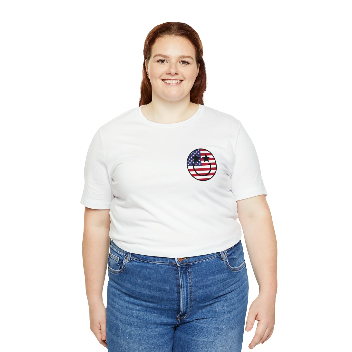 "Jesus Christ Stars and Stripes" (Front and Back Design) Unisex Jersey Short Sleeve Tee