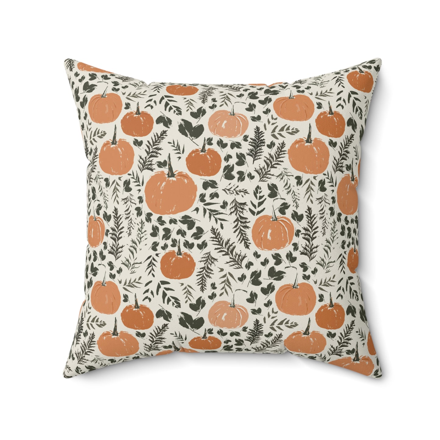 Pumpkin Patch Cream Fall/ Halloween Spun Polyester Square Pillow