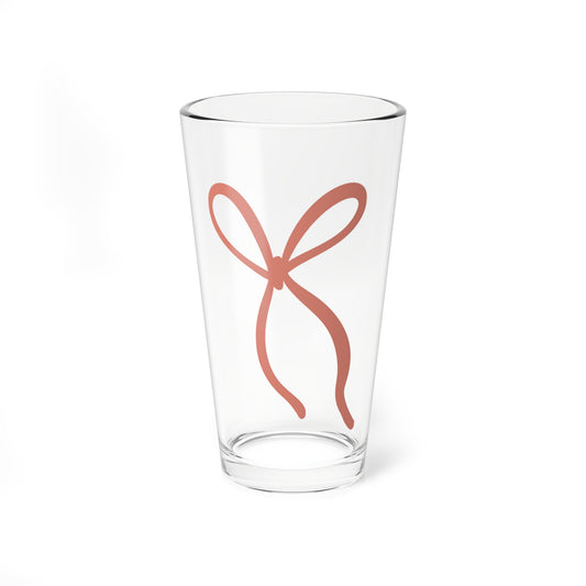 Boho Bow Christmas Holiday Mixing Glass, 16oz