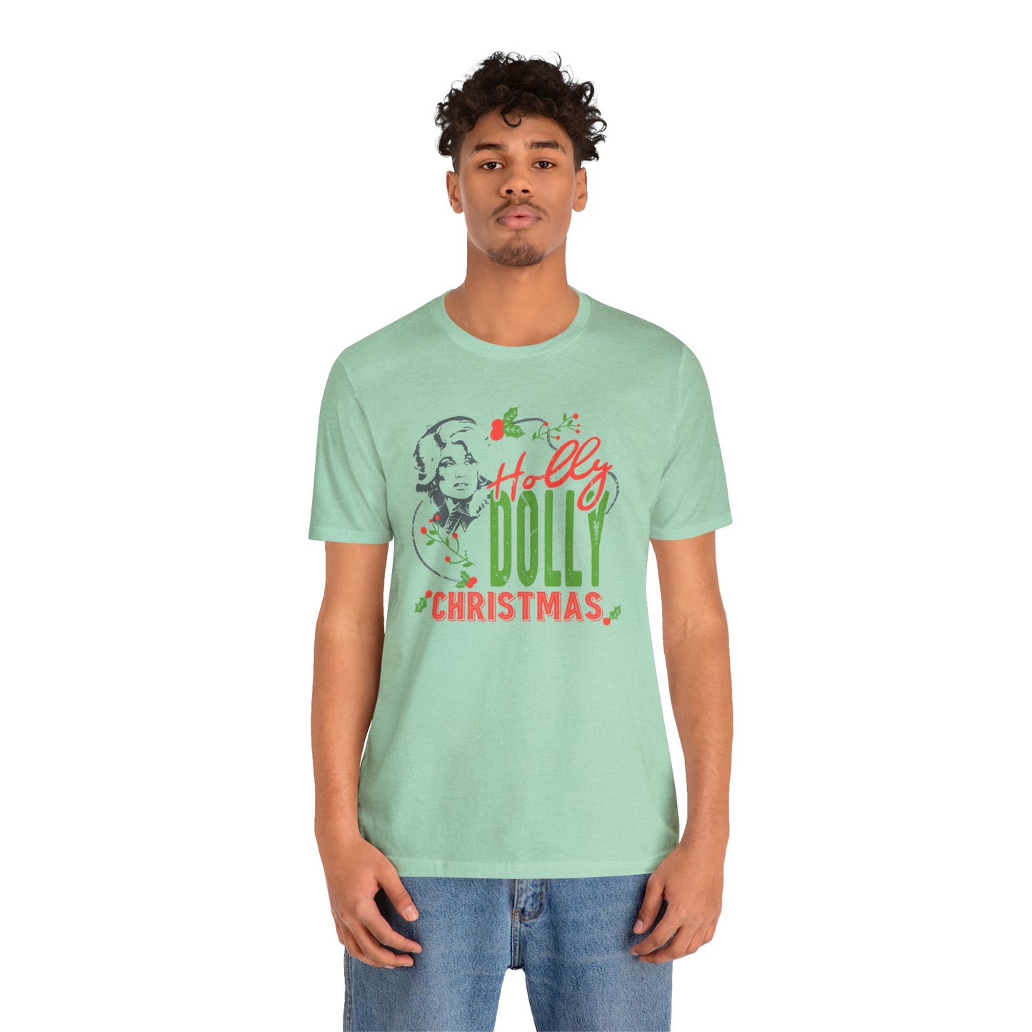 Holly Dolly Christmas Bella Jersey Short Sleeve Tee (Unisex)