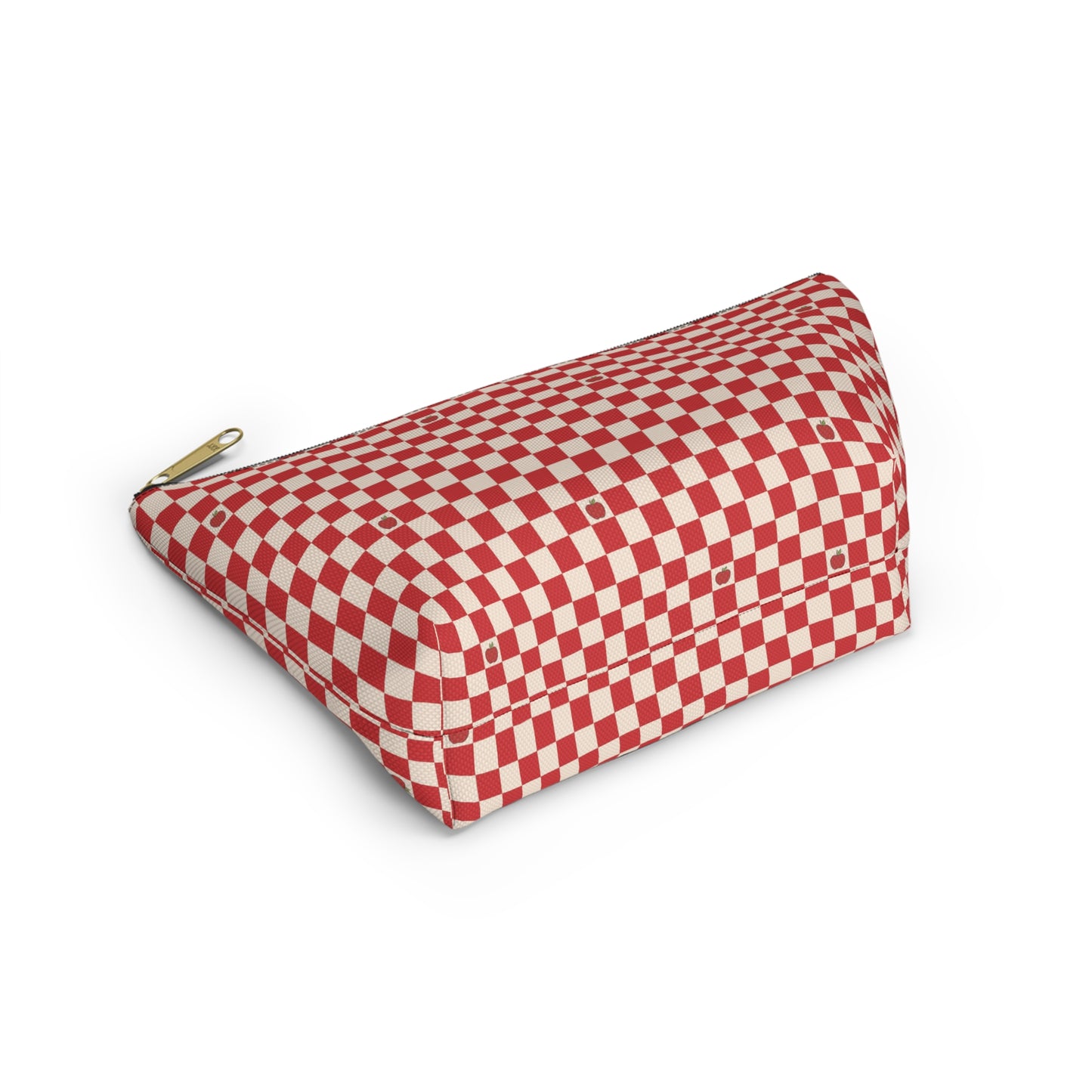 Rustic Apple Red Checkered Print Design Accessory Pouch w T-bottom