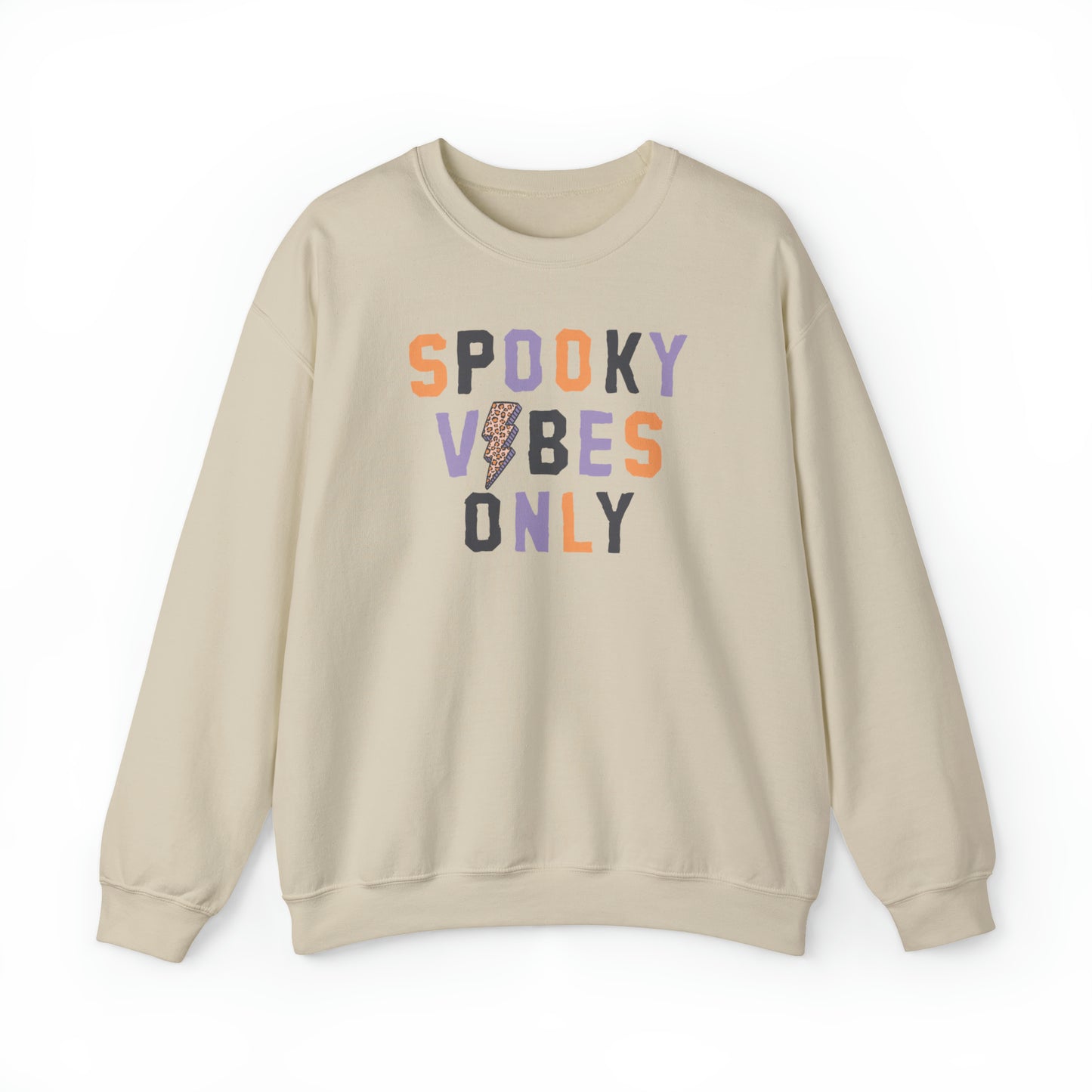 Spooky Vibes Fall Halloween Retro Warm Colored  Unisex Heavy Blend™ Crewneck Sweatshirt