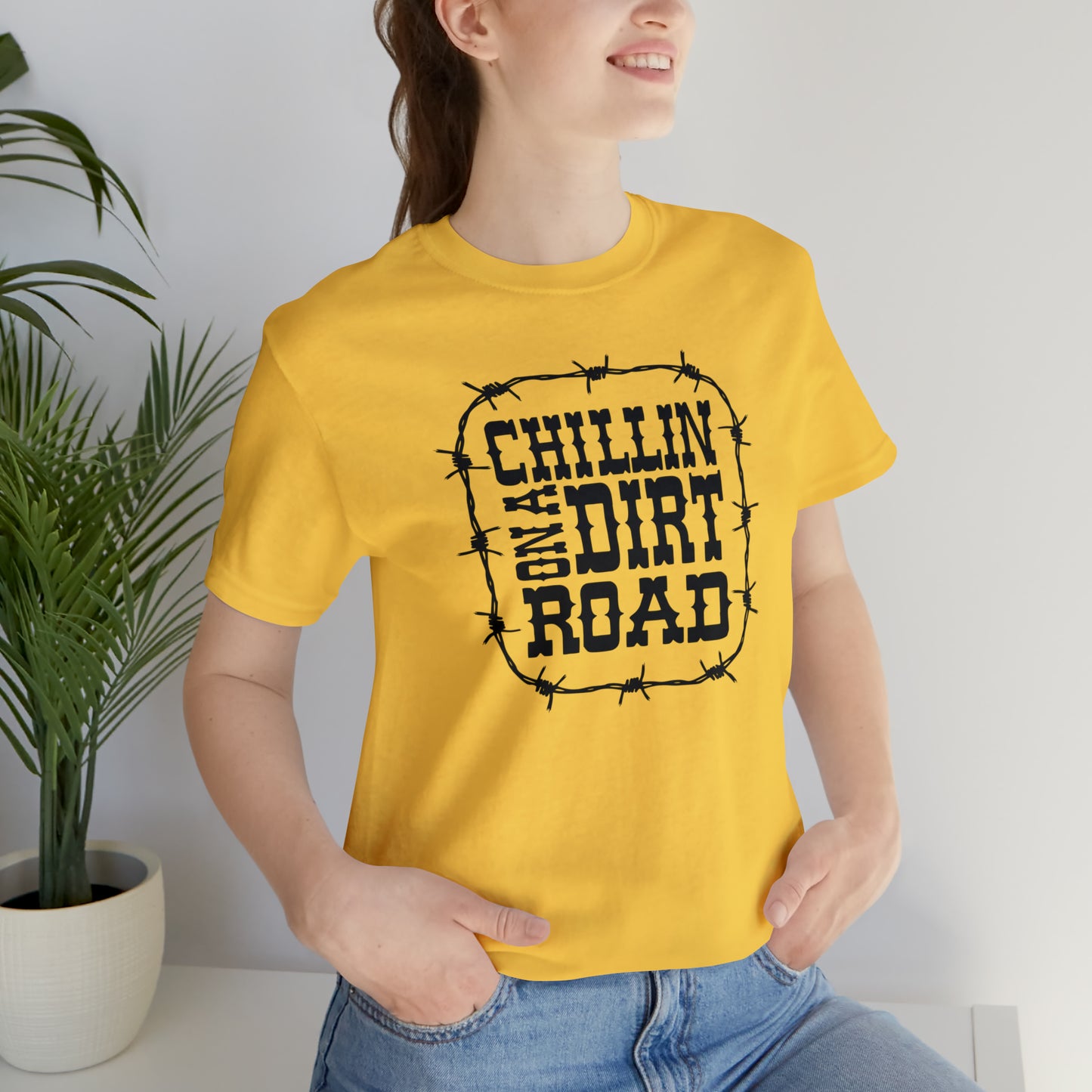 "Chillin' on a Dirt Road" Unisex Jersey Short Sleeve Tee