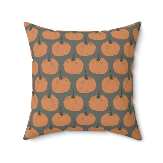 Simple Pumpkin Green Fall/ Halloween Spun Polyester Square Pillow