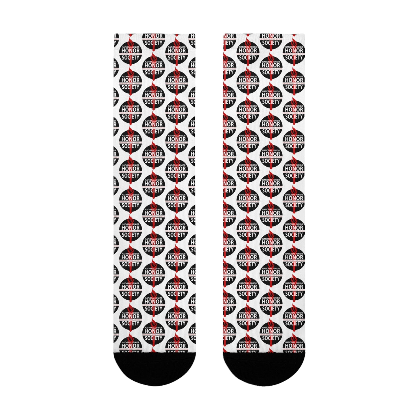 Freeburg Middle School National Junior Honor Society Red and Black Design Sublimation Crew Socks (EU) - White