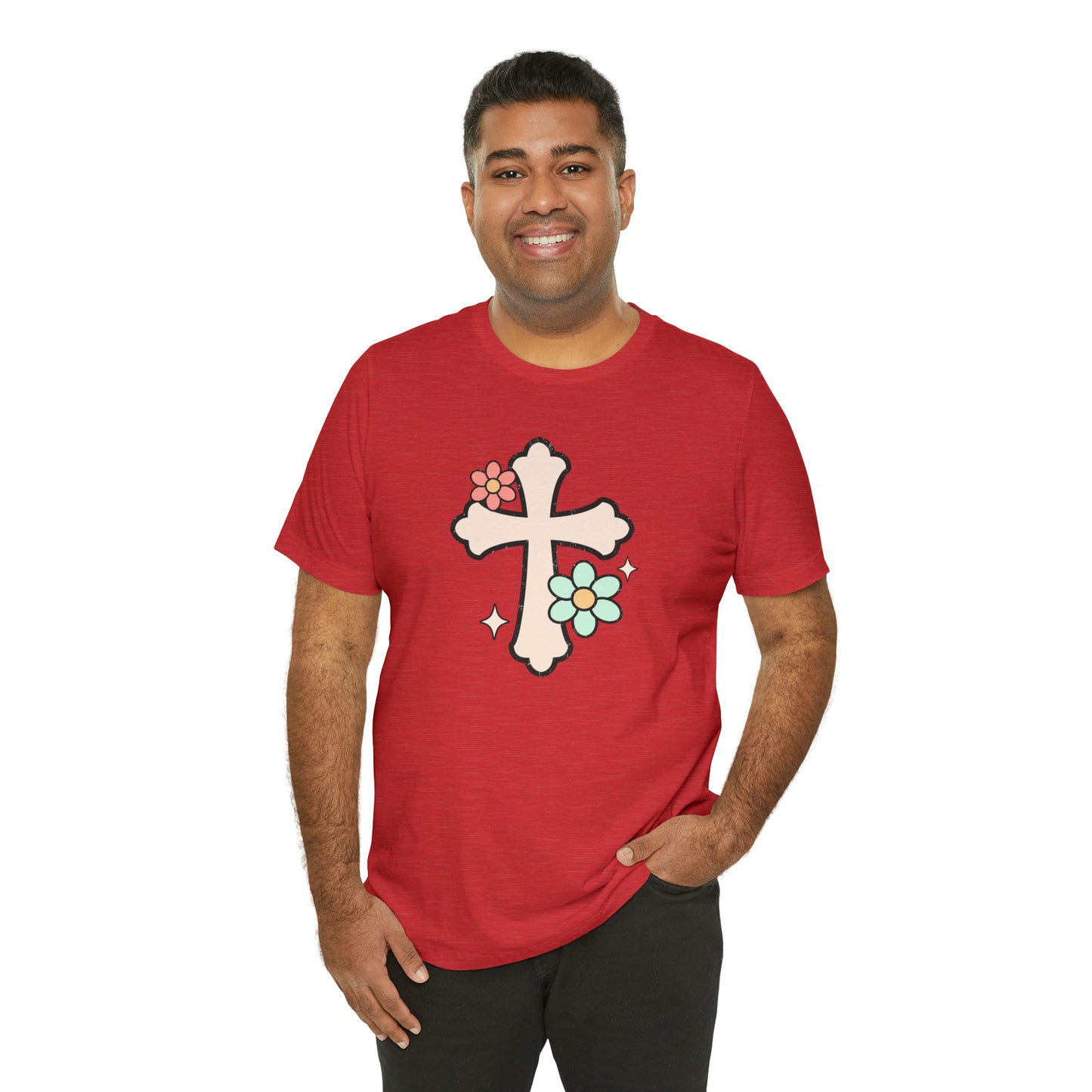 Vintage Floral Boho Cross T-Shirt