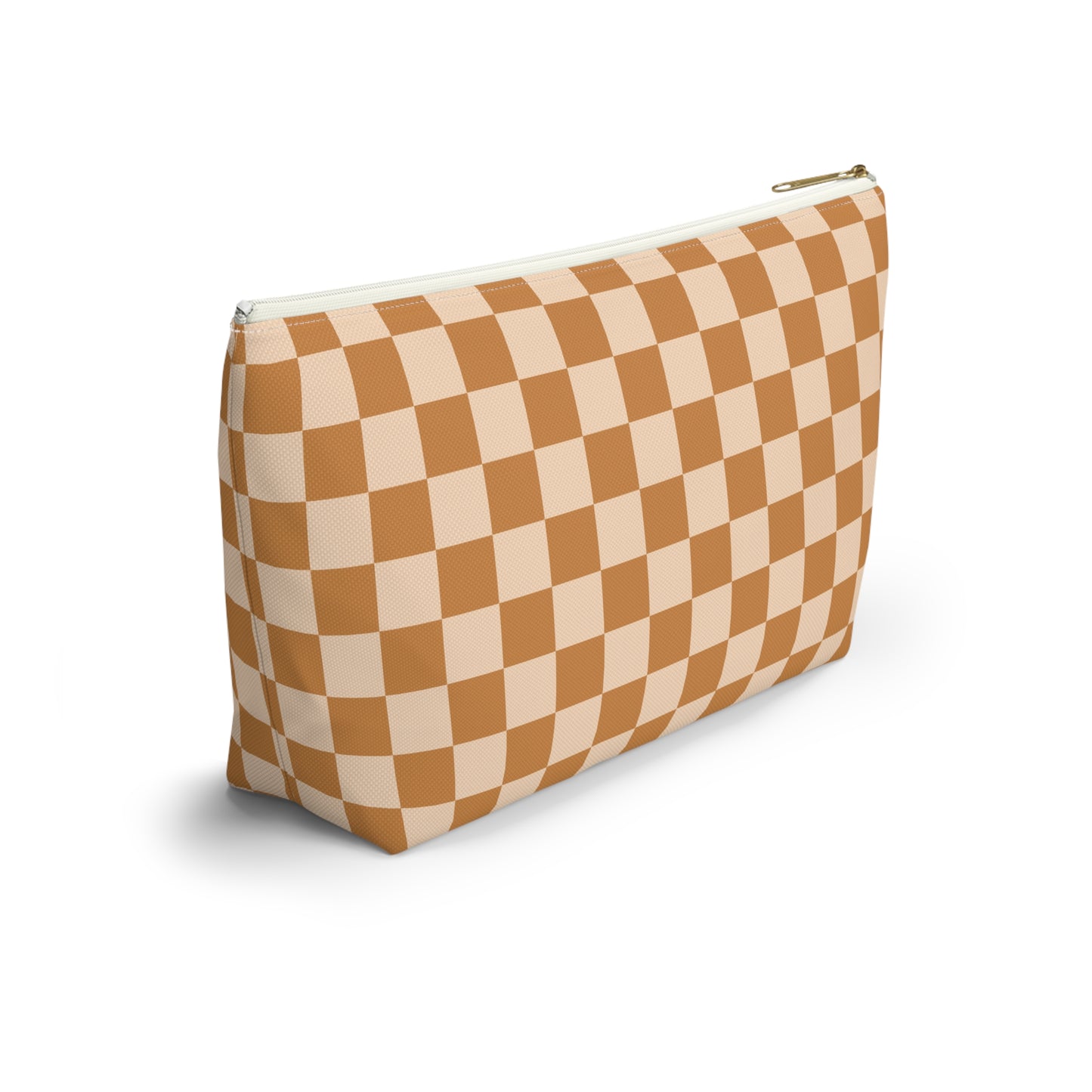 Rust Retro Checkered Print Design  Accessory Pouch w T-bottom