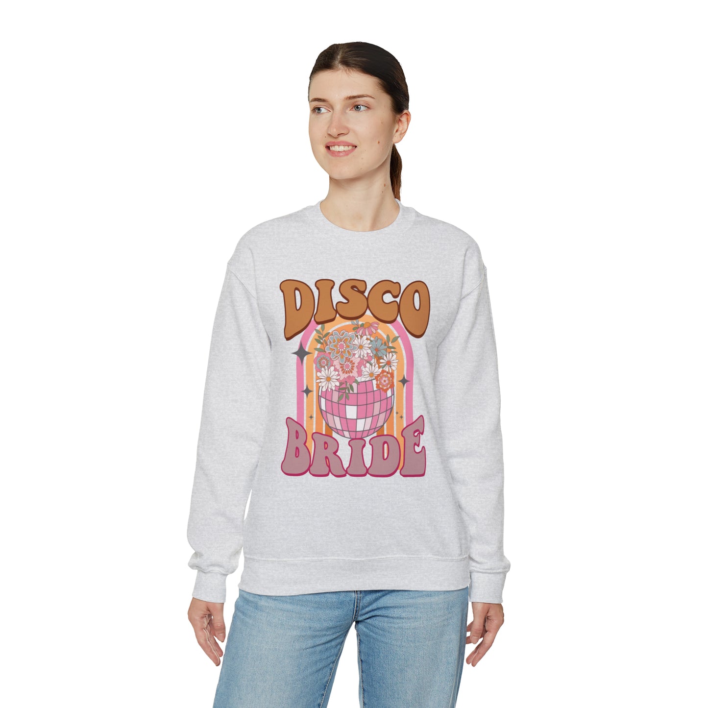 Retro Disco Bride Mirror Ball Bride Unisex Heavy Blend™ Crewneck Sweatshirt