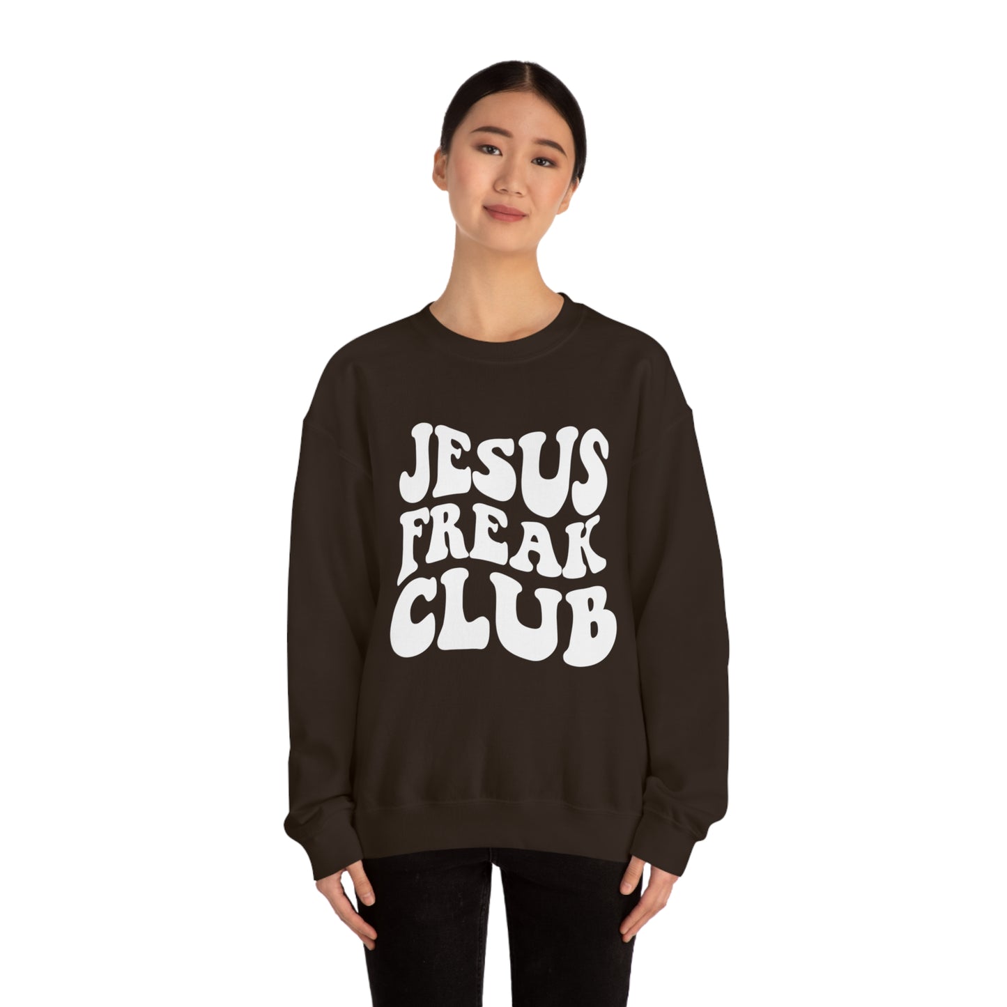 Vintage Jesus Freak Club White Logo Unisex Heavy Blend™ Crewneck Sweatshirt