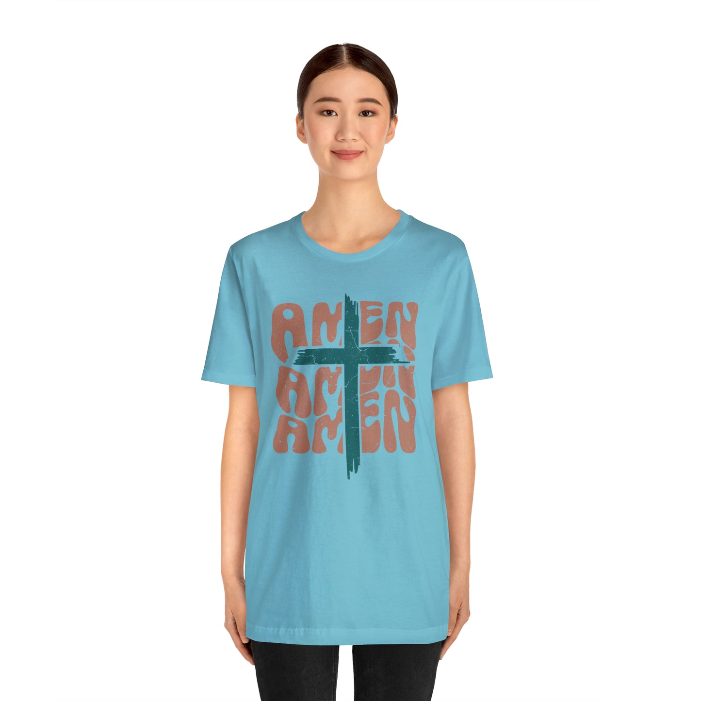 Amen Amen Amen with Cross Boho Color T-Shirt