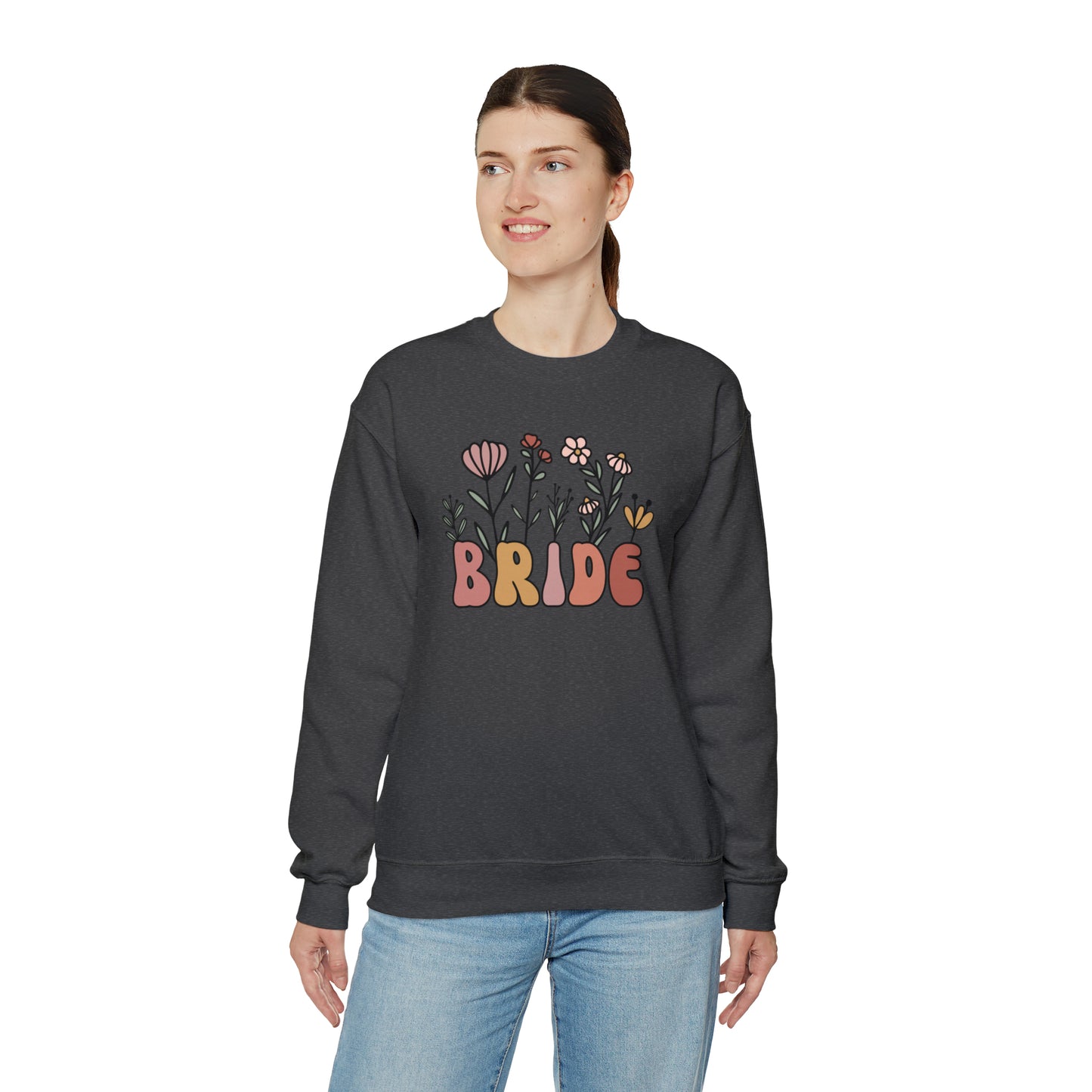 Boho Floral Bride Unisex Heavy Blend™ Crewneck Sweatshirt