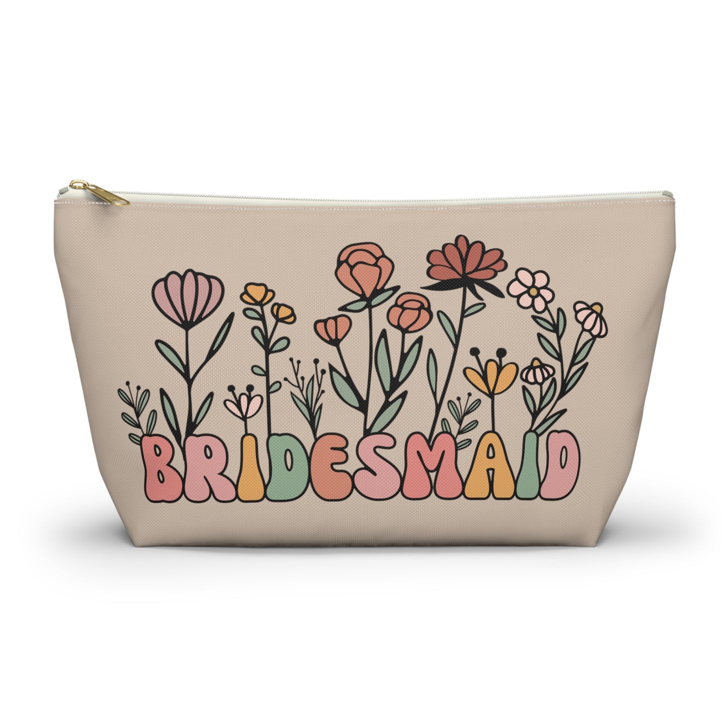 Retro Boho Bridesmaid Floral Print Design  Accessory Pouch w T-bottom