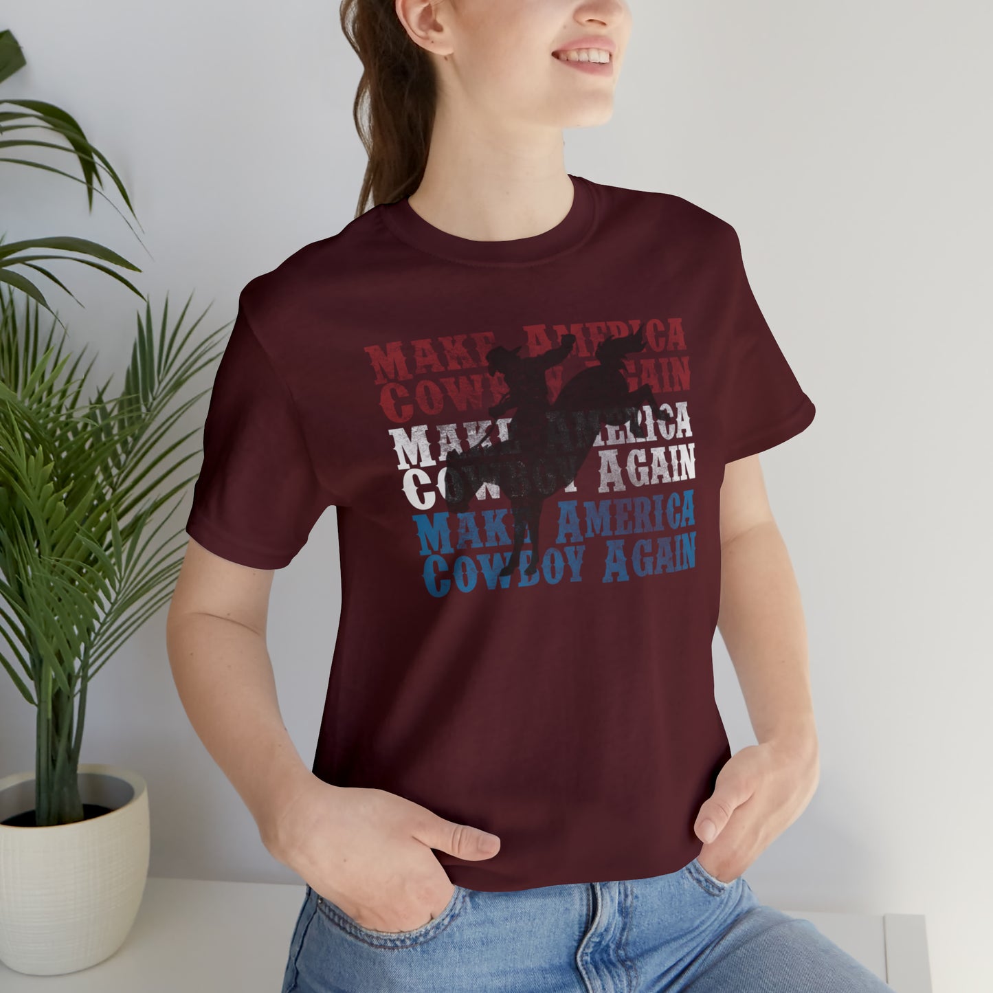 "Make America Cowboy Again" Unisex Jersey Short Sleeve Tee