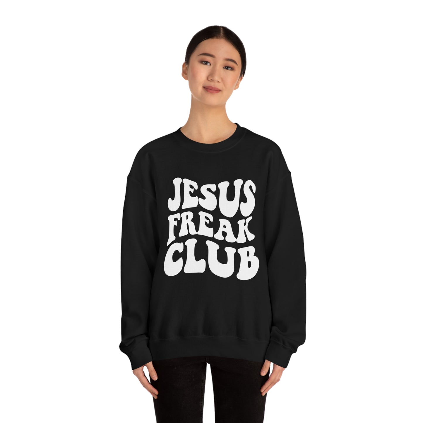 Vintage Jesus Freak Club White Logo Unisex Heavy Blend™ Crewneck Sweatshirt