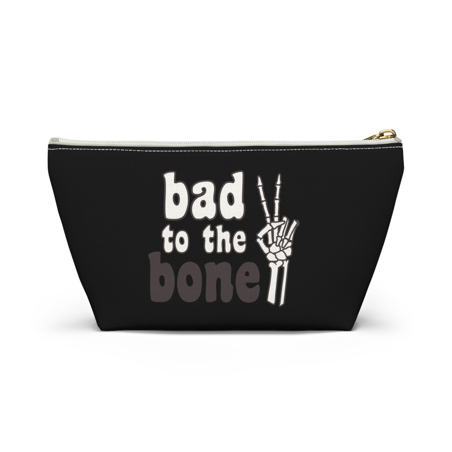 Bad to the Bone Skeleton Hand Peace Sign Accessory Pouch w T-bottom