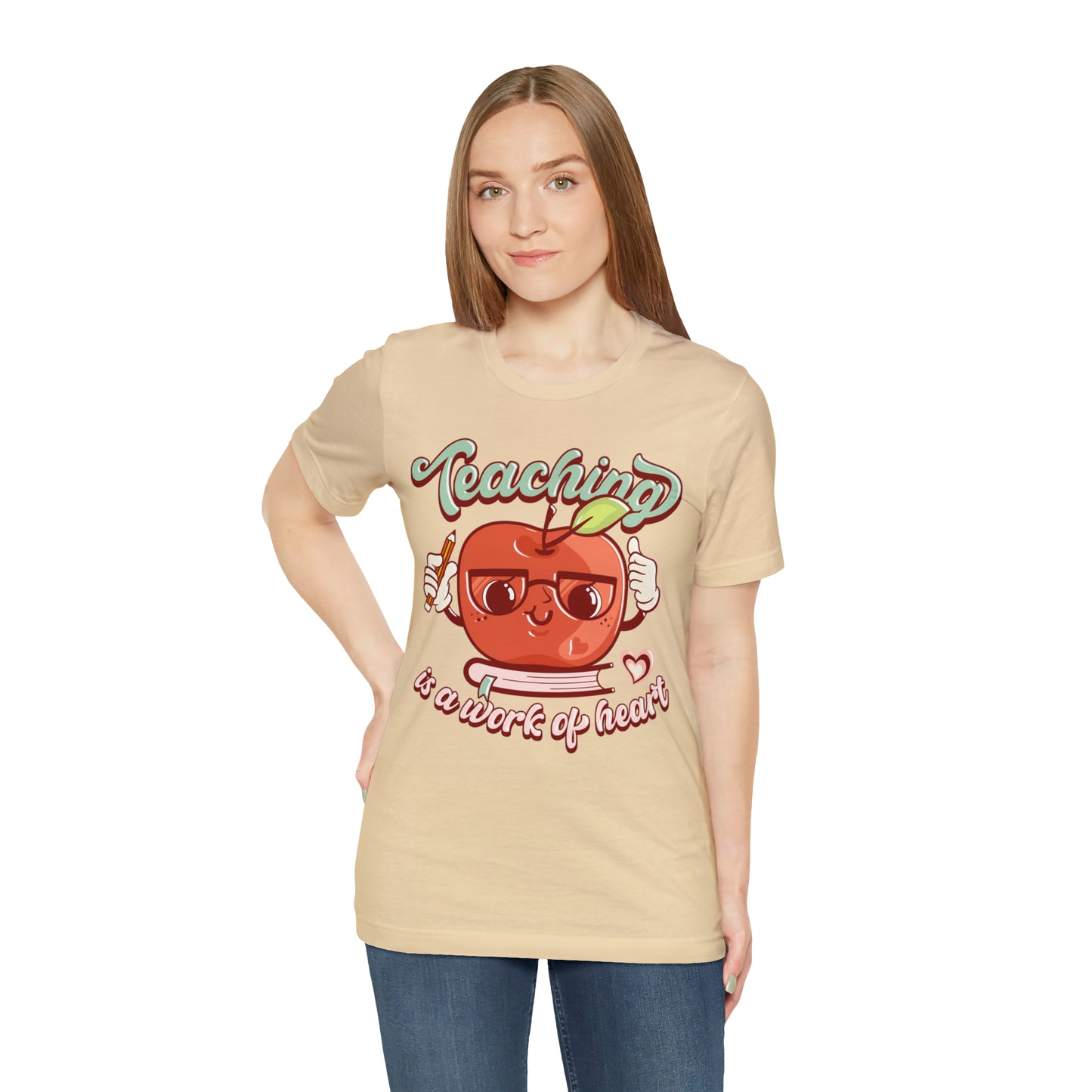 Vintage Teaching is a Work of Heart Unisex Jersey Short Sleeve Tee