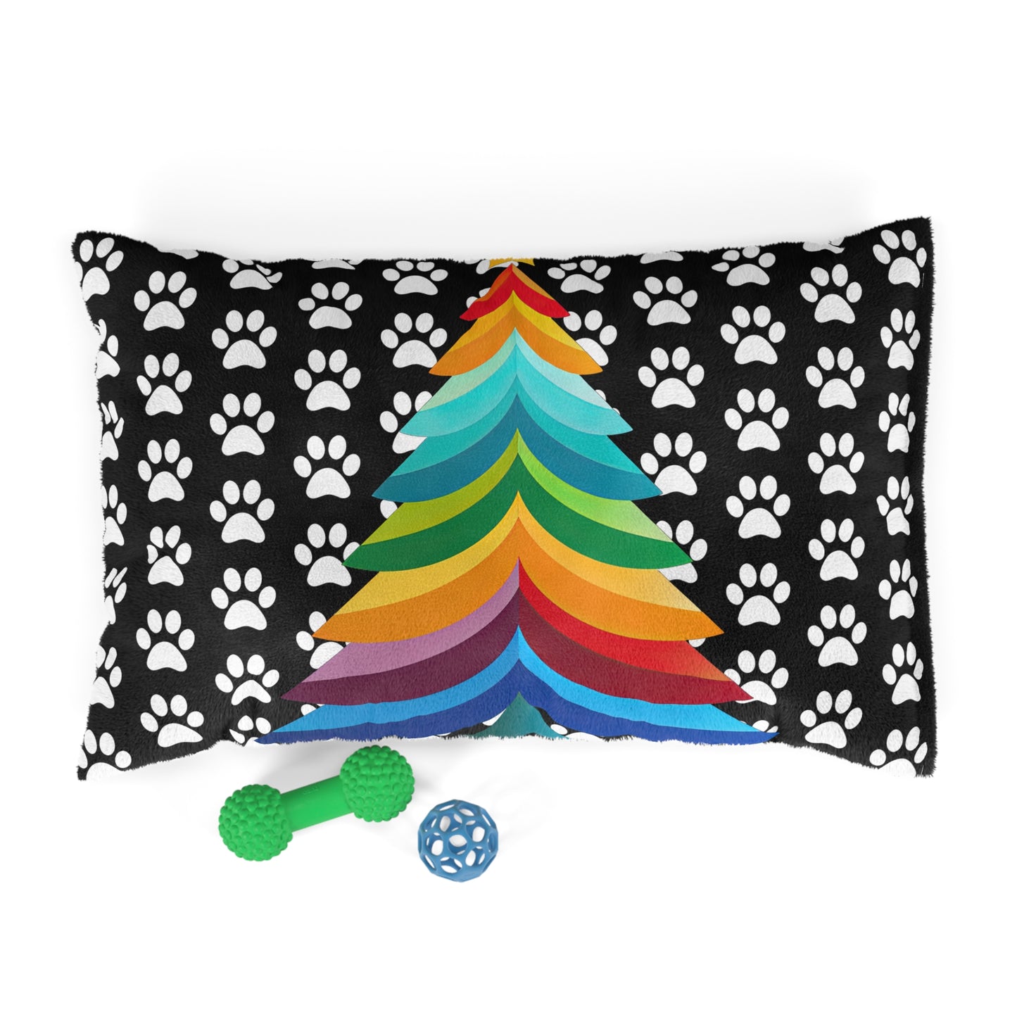 Layered Rainbow Tree Paw Print Pet Bed