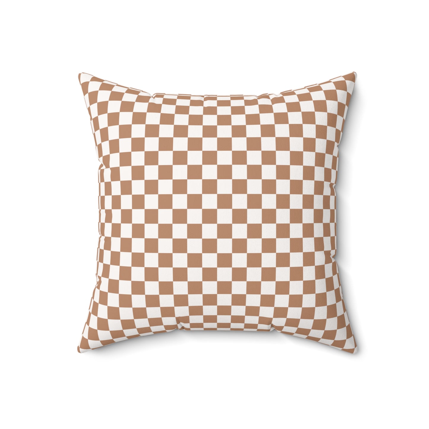 Santa's Hot Chocolate Brown Checkerboard Christmas/ Holiday Polyester Square Pillow