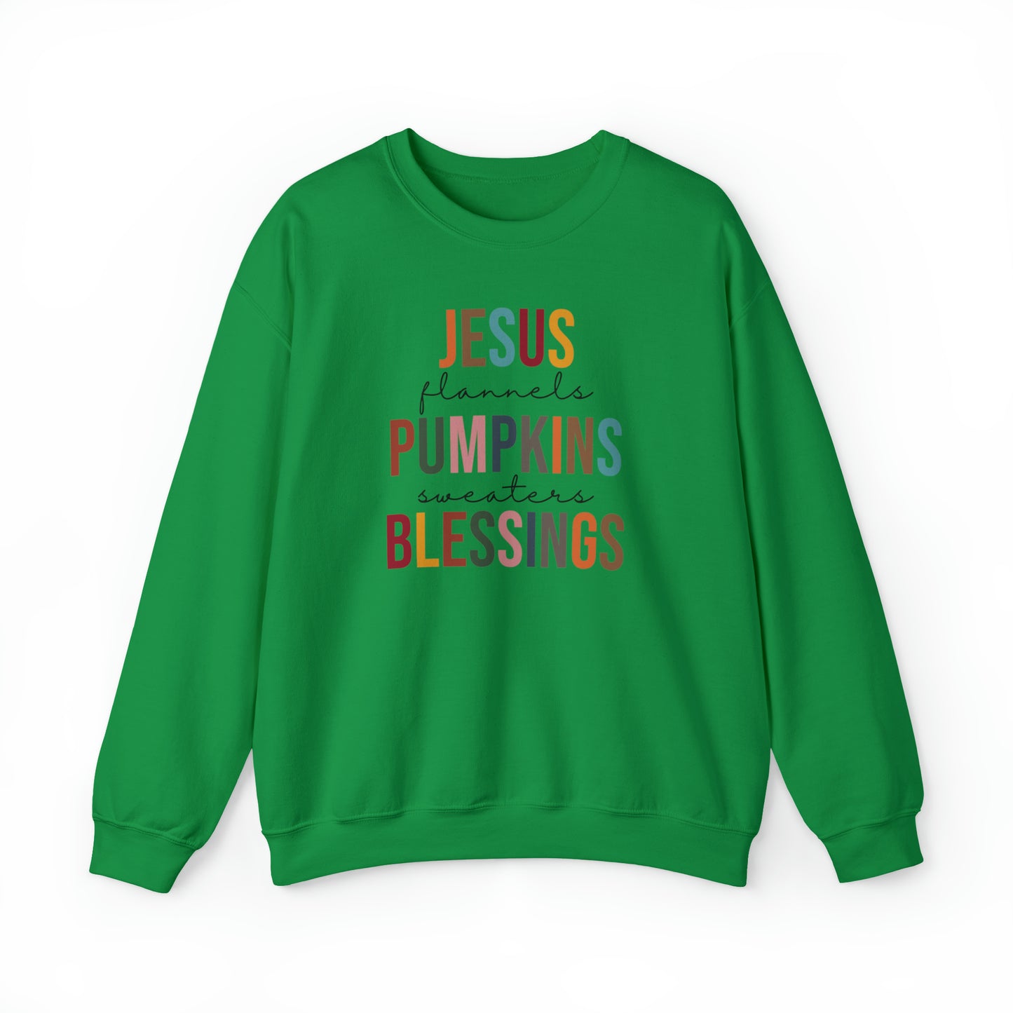 Jesus Flannels Pumpkins Sweaters Blessings Fall Halloween Retro Warm Colored  Unisex Heavy Blend™ Crewneck Sweatshirt