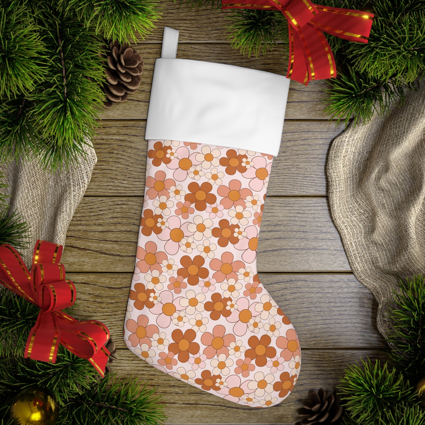 Retro Daisy Holiday Stocking