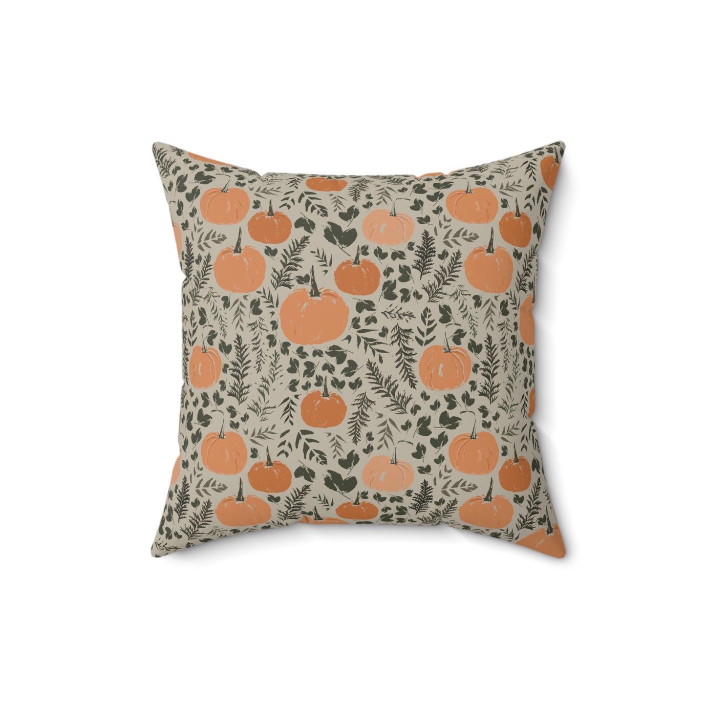 Pumpkin Patch Green Fall/ Halloween Spun Polyester Square Pillow