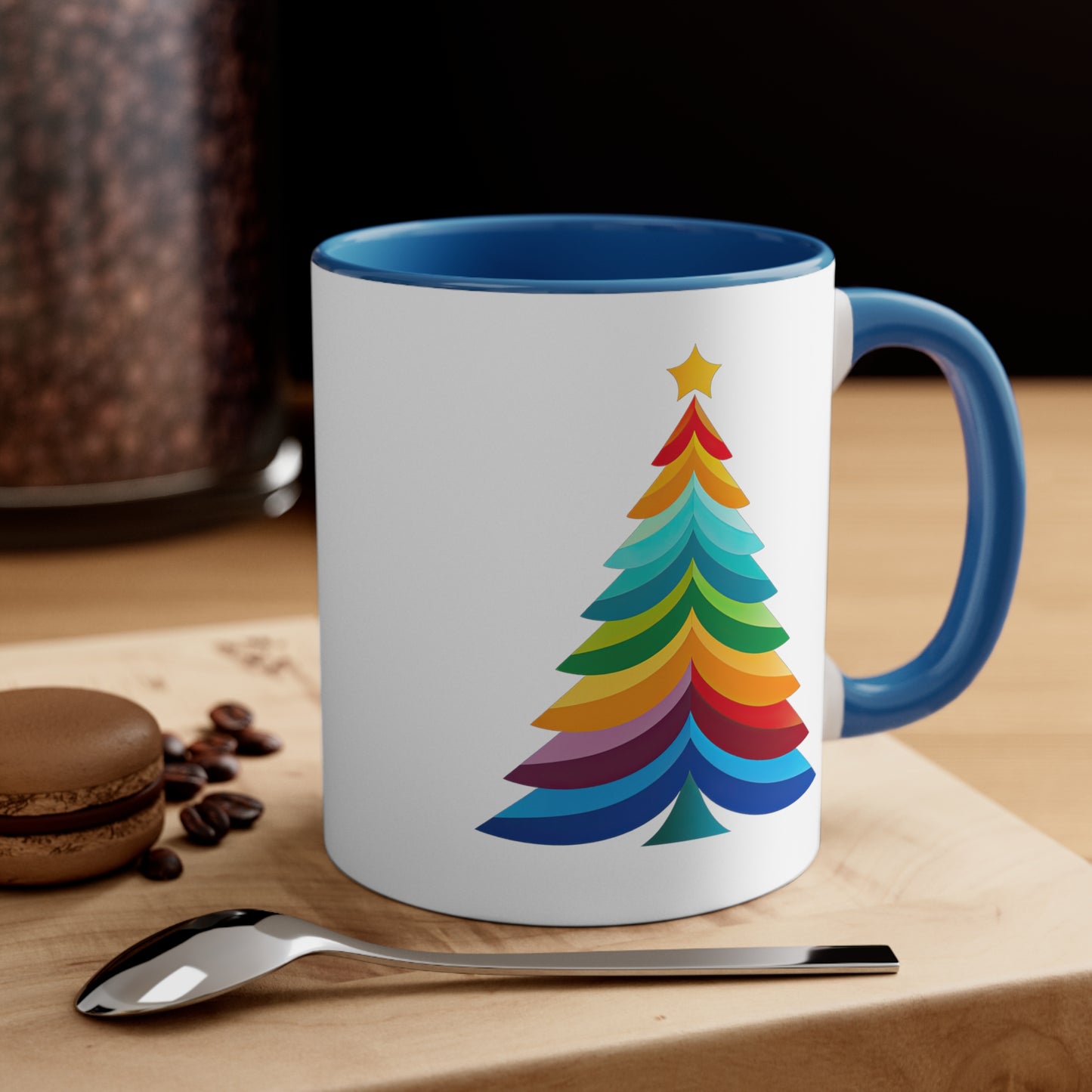 Layered Rainbow Christmas Tree Accent Coffee Mug, 11oz