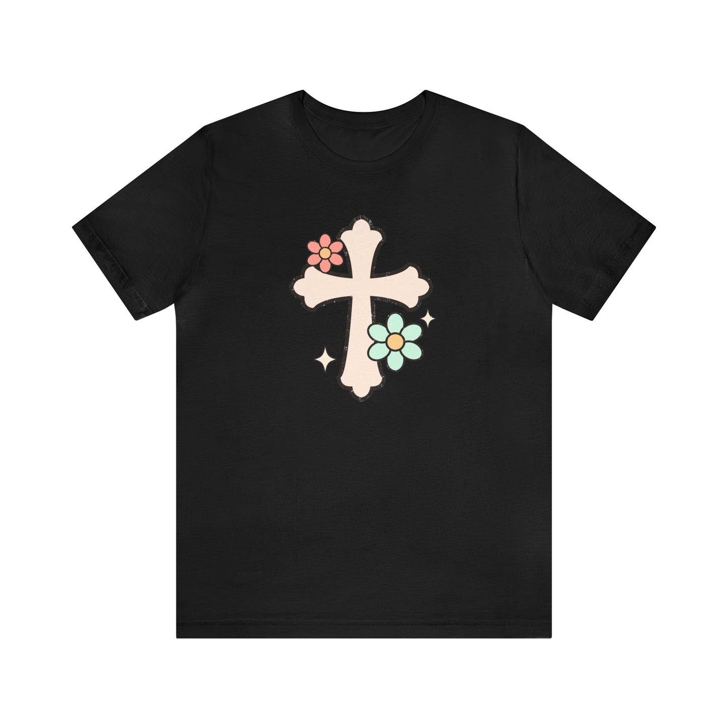 Vintage Floral Boho Cross T-Shirt