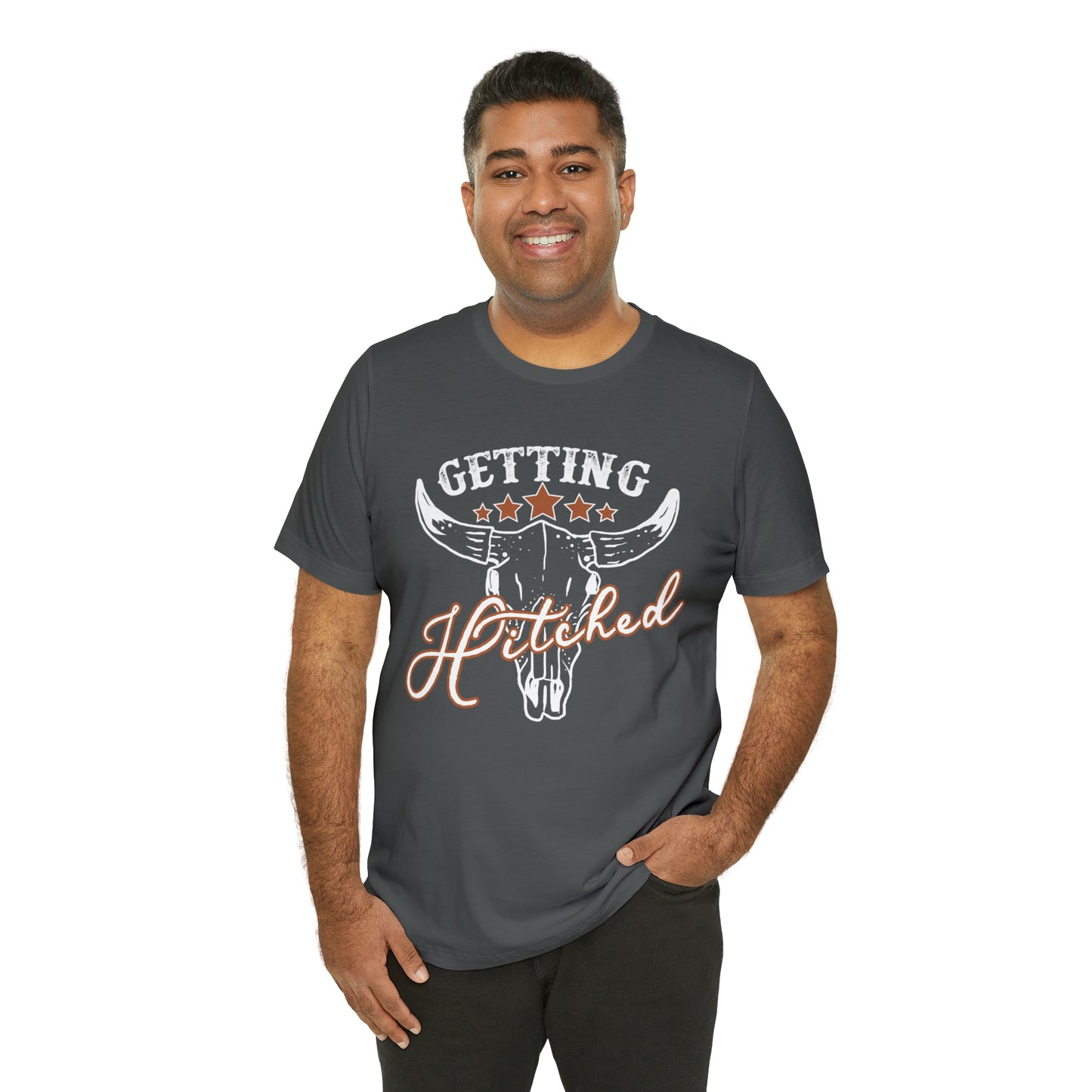 Vintage Getting Hitched Bride/ Groom T-Shirt - White Design