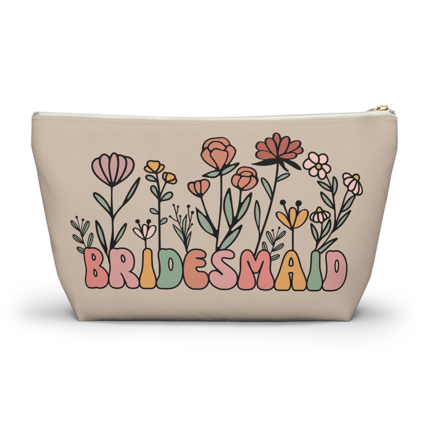 Retro Boho Bridesmaid Floral Print Design  Accessory Pouch w T-bottom