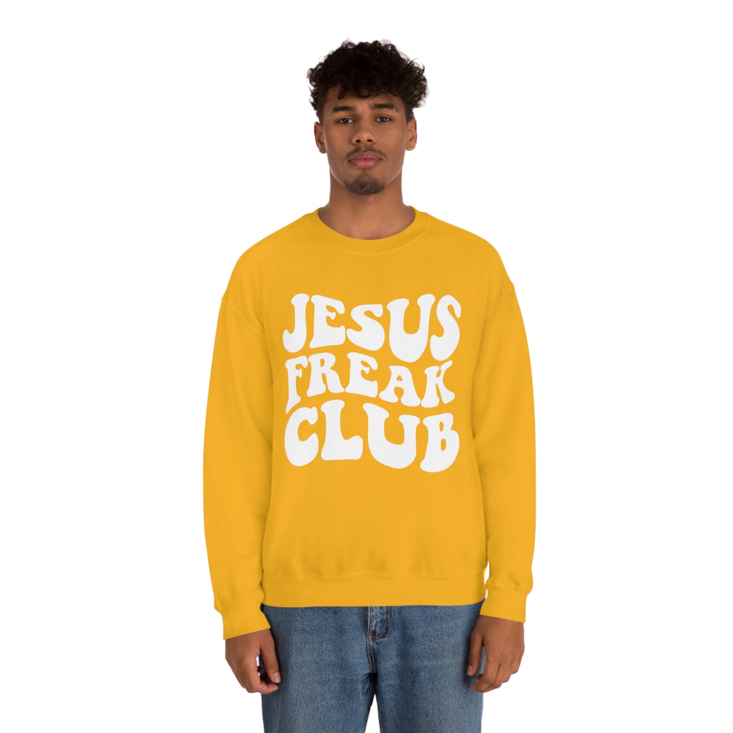 Vintage Jesus Freak Club White Logo Unisex Heavy Blend™ Crewneck Sweatshirt