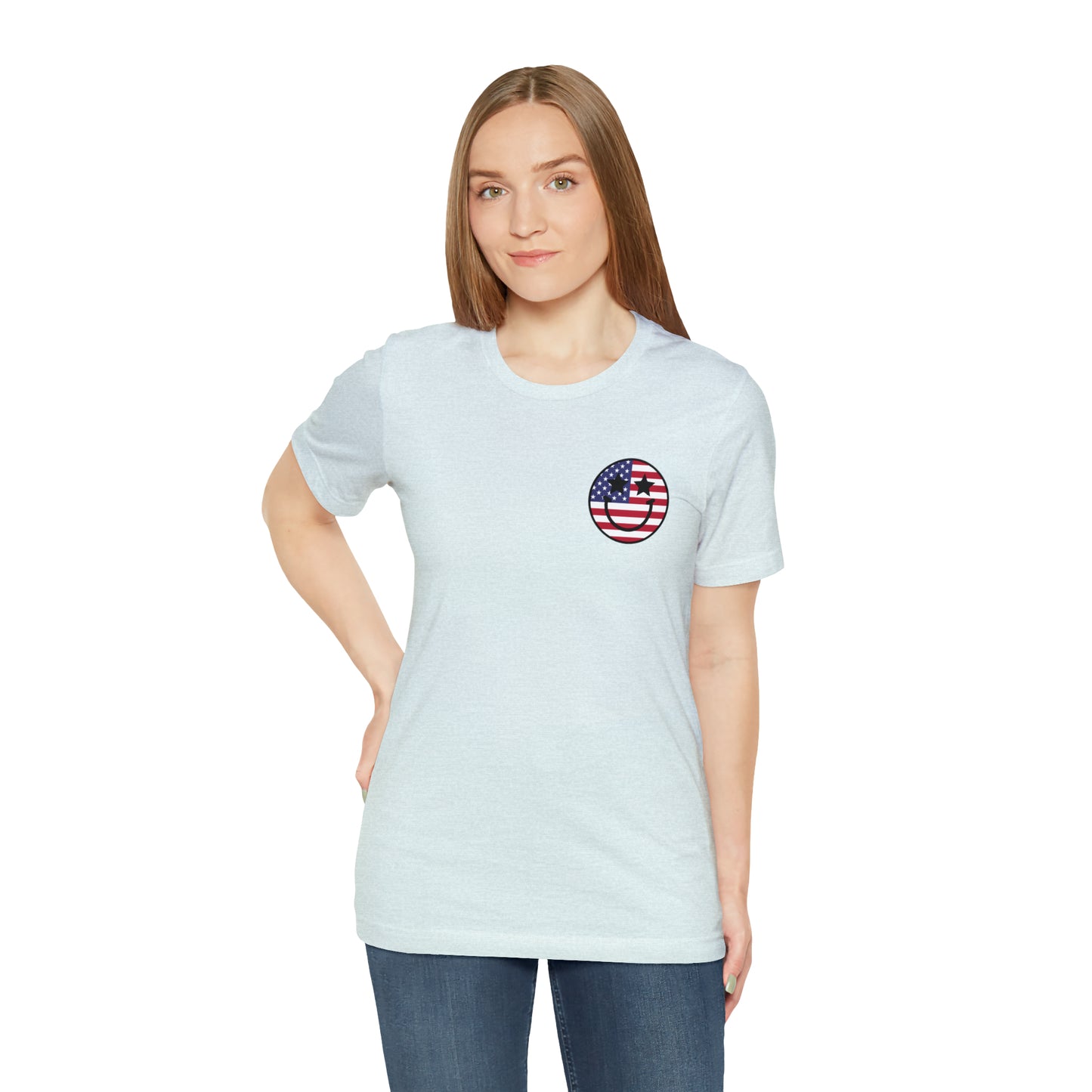 "Jesus Christ Stars and Stripes" (Front and Back Design) Unisex Jersey Short Sleeve Tee