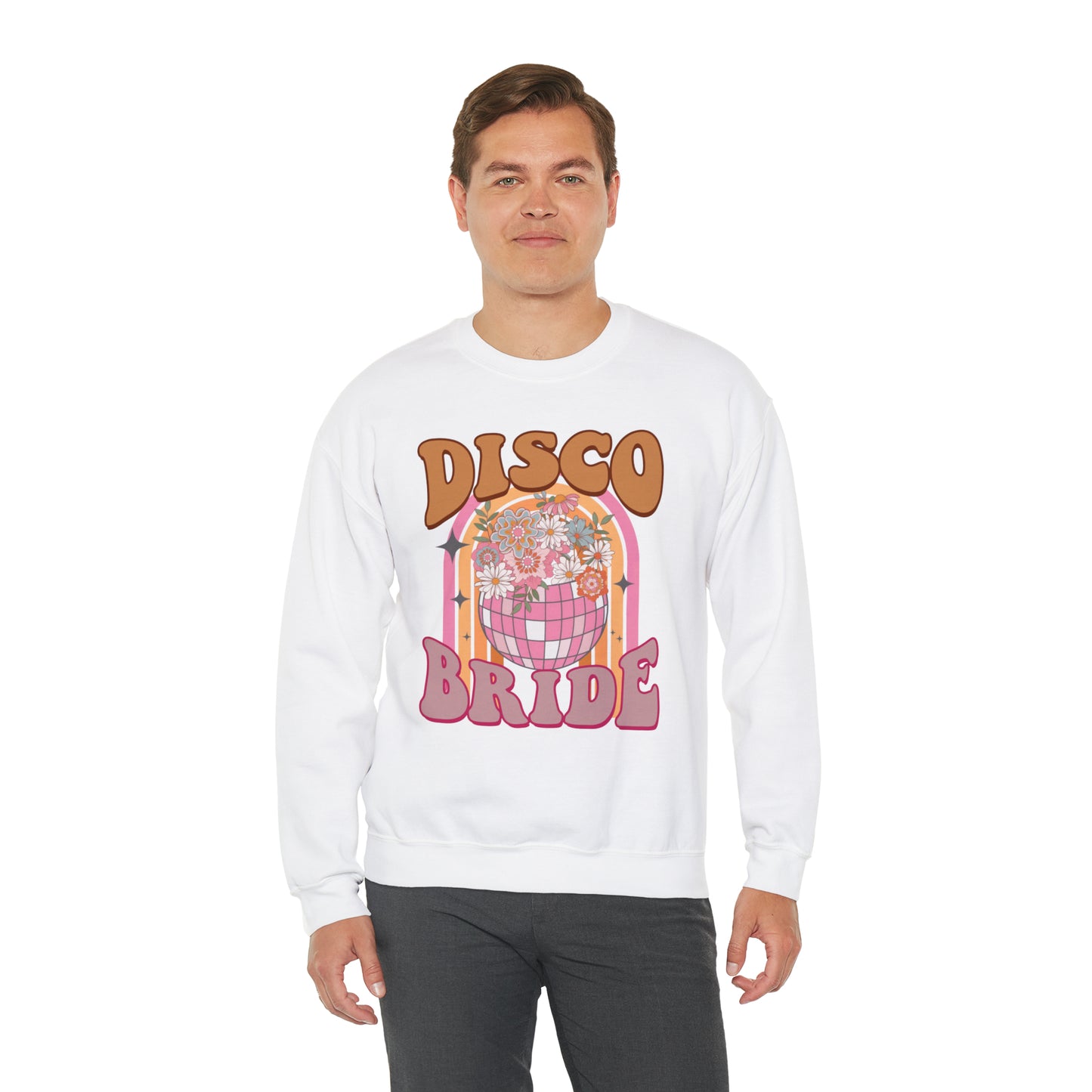 Retro Disco Bride Mirror Ball Bride Unisex Heavy Blend™ Crewneck Sweatshirt