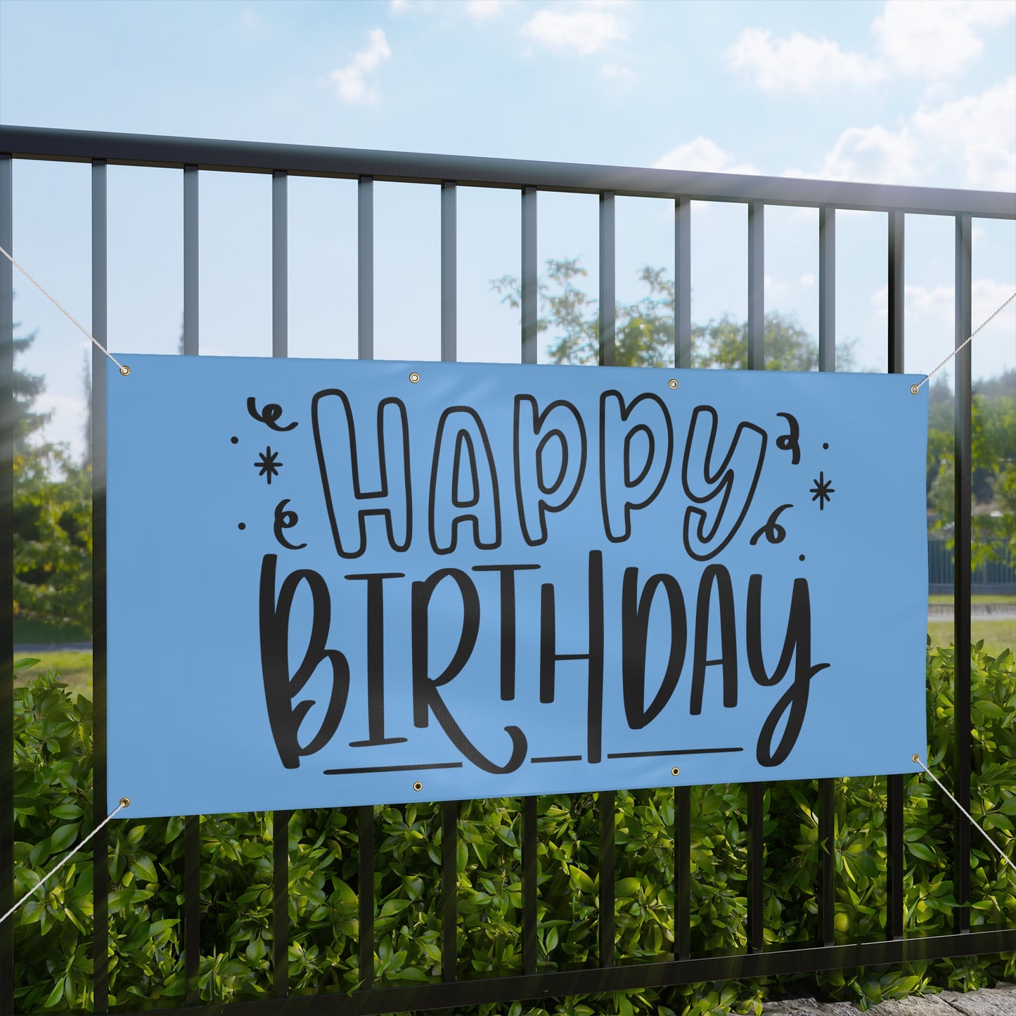 Happy Birthday Matte Banner - Light Blue