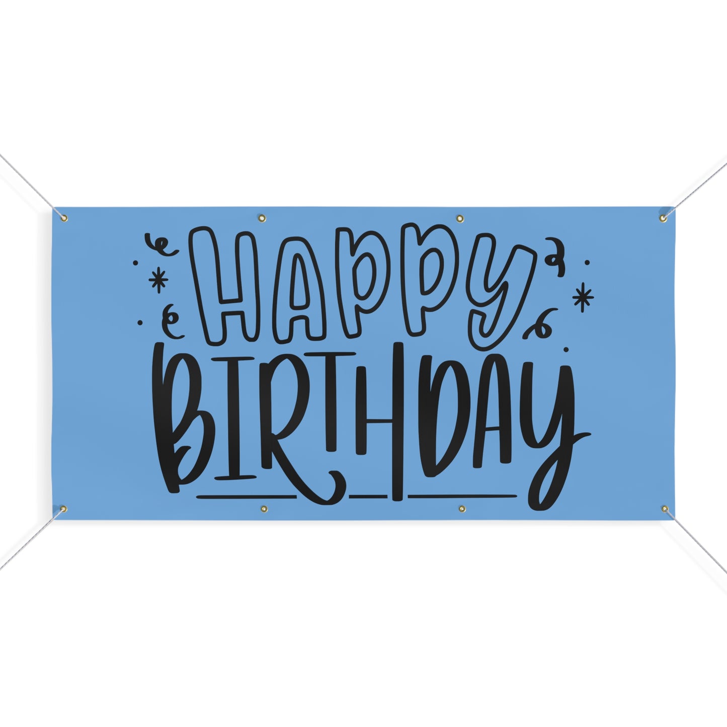 Happy Birthday Matte Banner - Light Blue