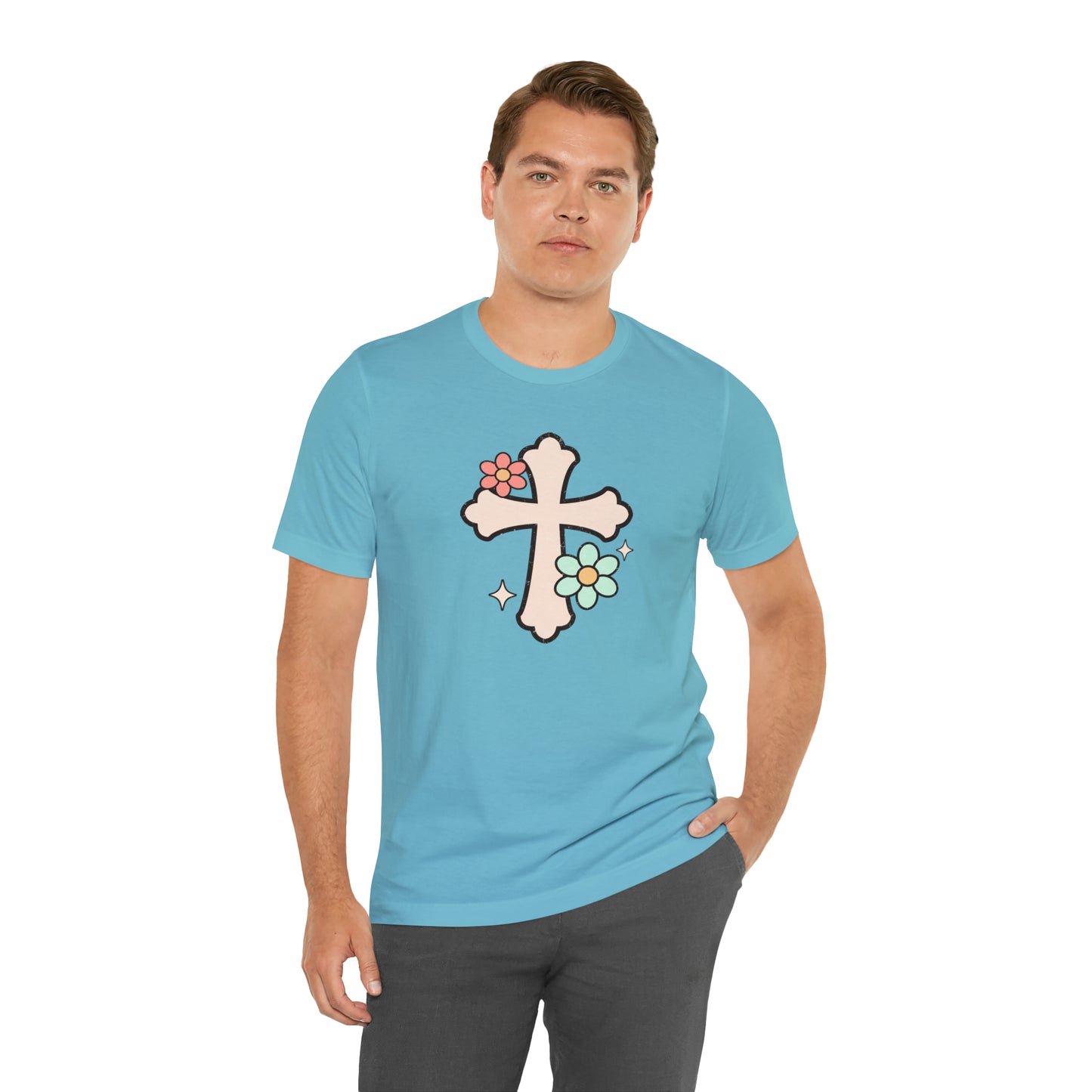 Vintage Floral Boho Cross T-Shirt