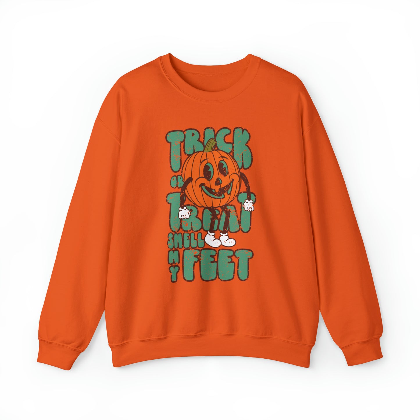 Distressed Trick or Treat Smell My Feet Heavy Blend™ Crewneck Sweatshirt