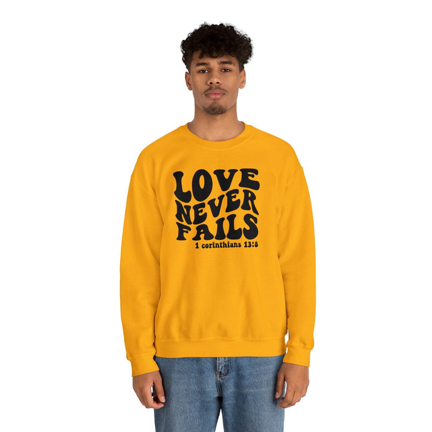 Love Never Fails Black Logo Unisex Heavy Blend™ Crewneck Sweatshirt