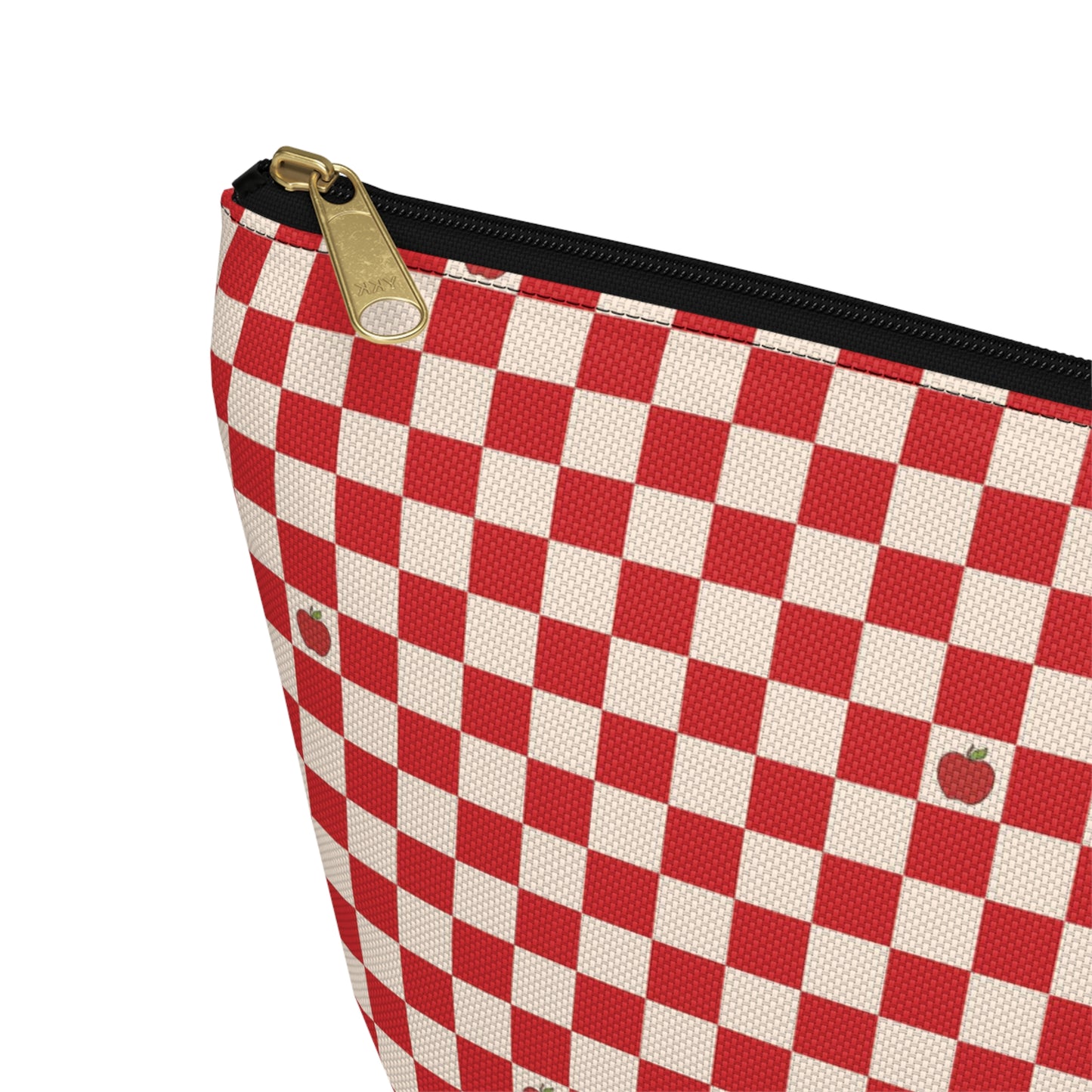 Rustic Apple Red Checkered Print Design Accessory Pouch w T-bottom