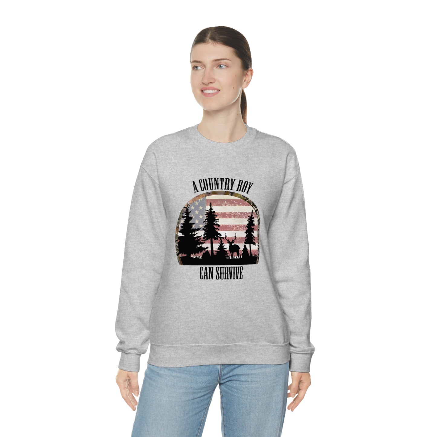 "A Country Boy Can Survive" - Unisex Heavy Blend™ Crewneck Sweatshirt