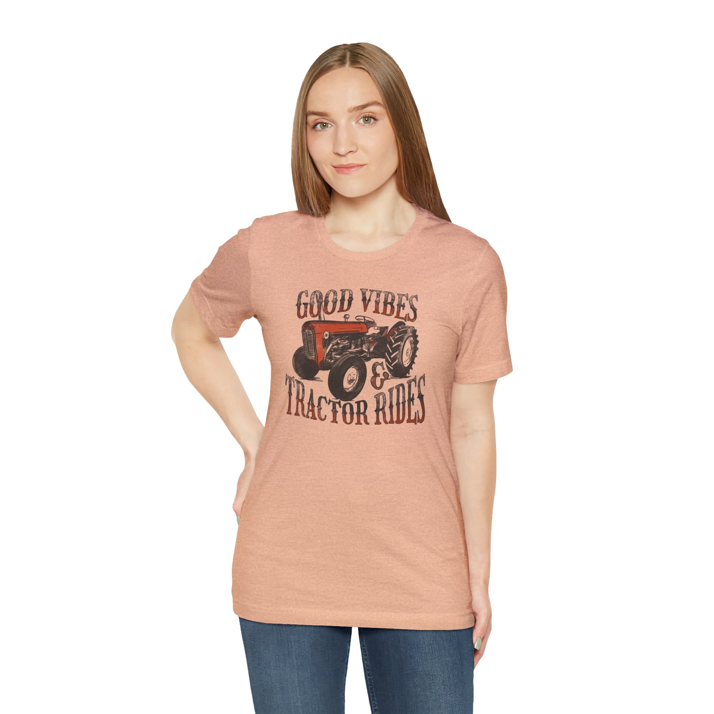 Vintage Good Vibes and Tractors Unisex Jersey Short Sleeve Tee