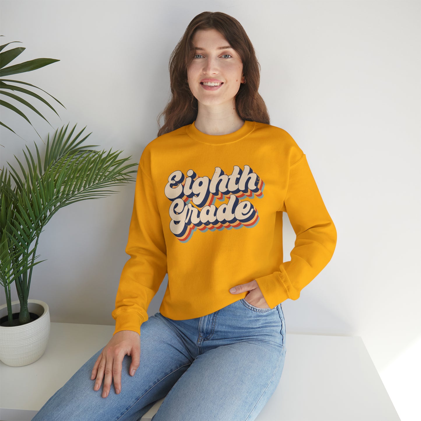 Retro Eighth Grade Unisex Heavy Blend™ Crewneck Sweatshirt