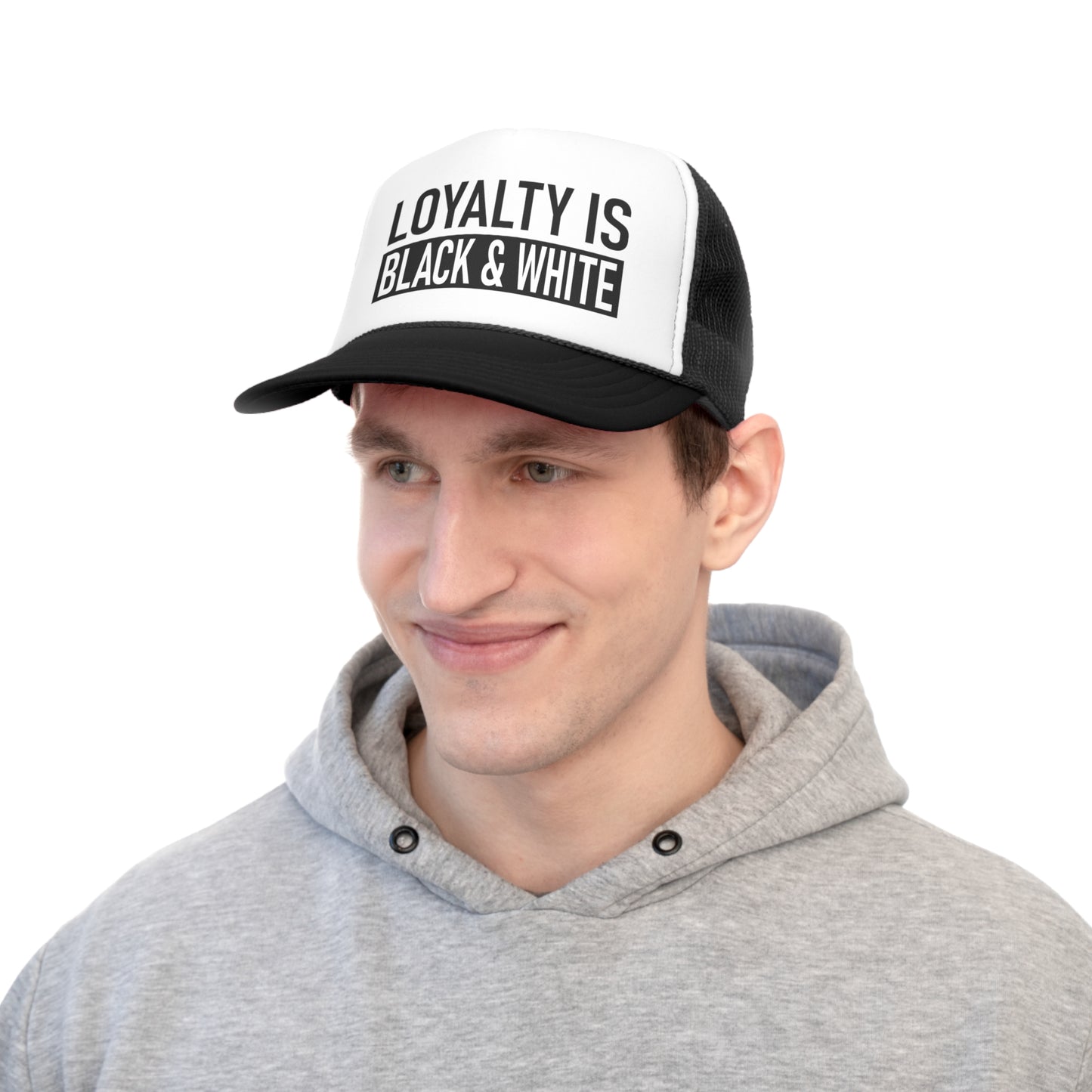 Loyalty is Black and White Tall Trucker Caps