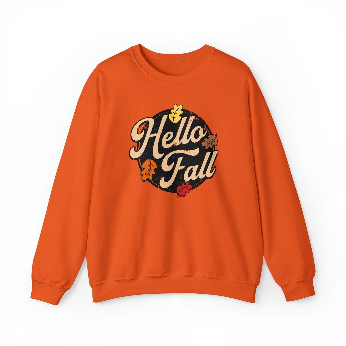 Hello Fall Halloween Retro Warm Colored  Unisex Heavy Blend™ Crewneck Sweatshirt