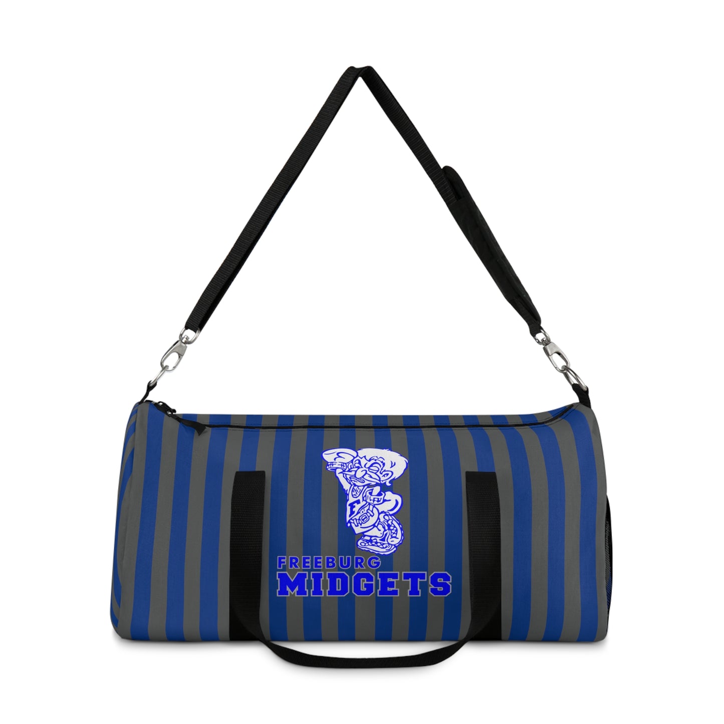 Freeburg Midgets Blue and Gray Striped Duffel Bag