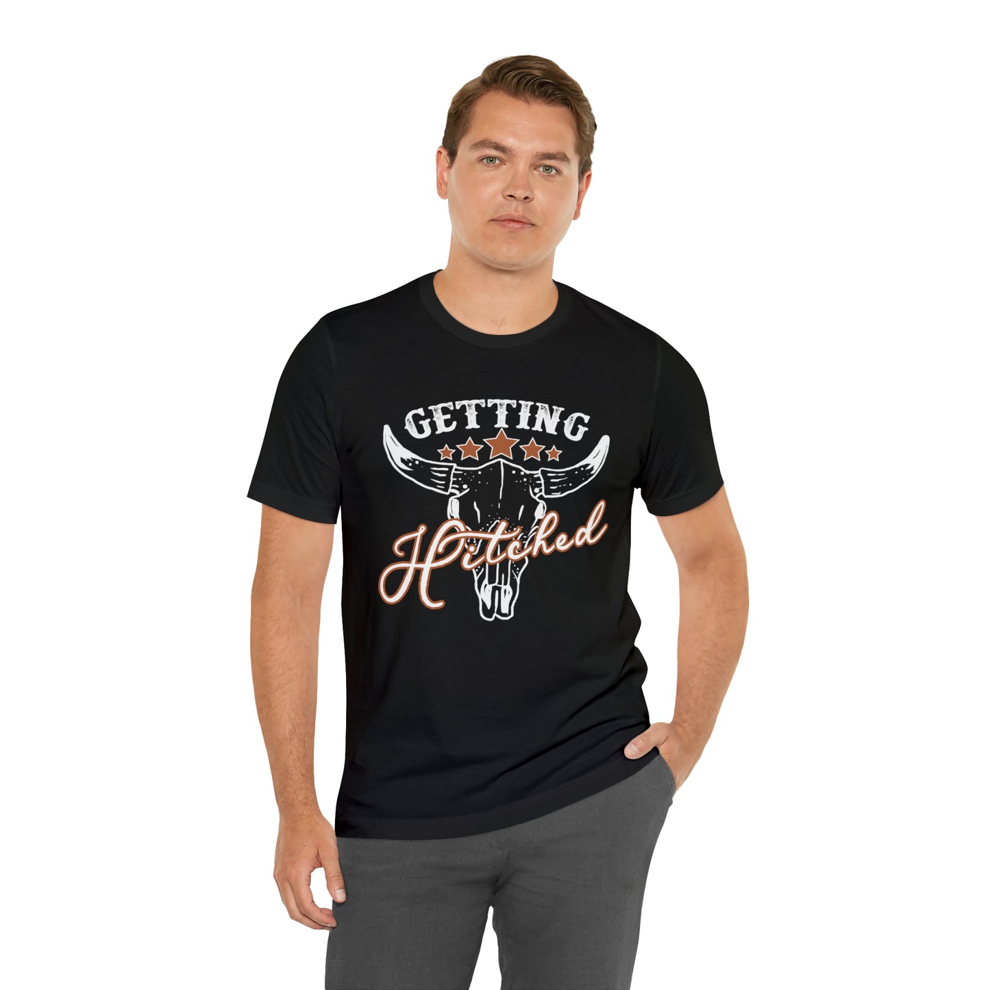 Vintage Getting Hitched Bride/ Groom T-Shirt - White Design