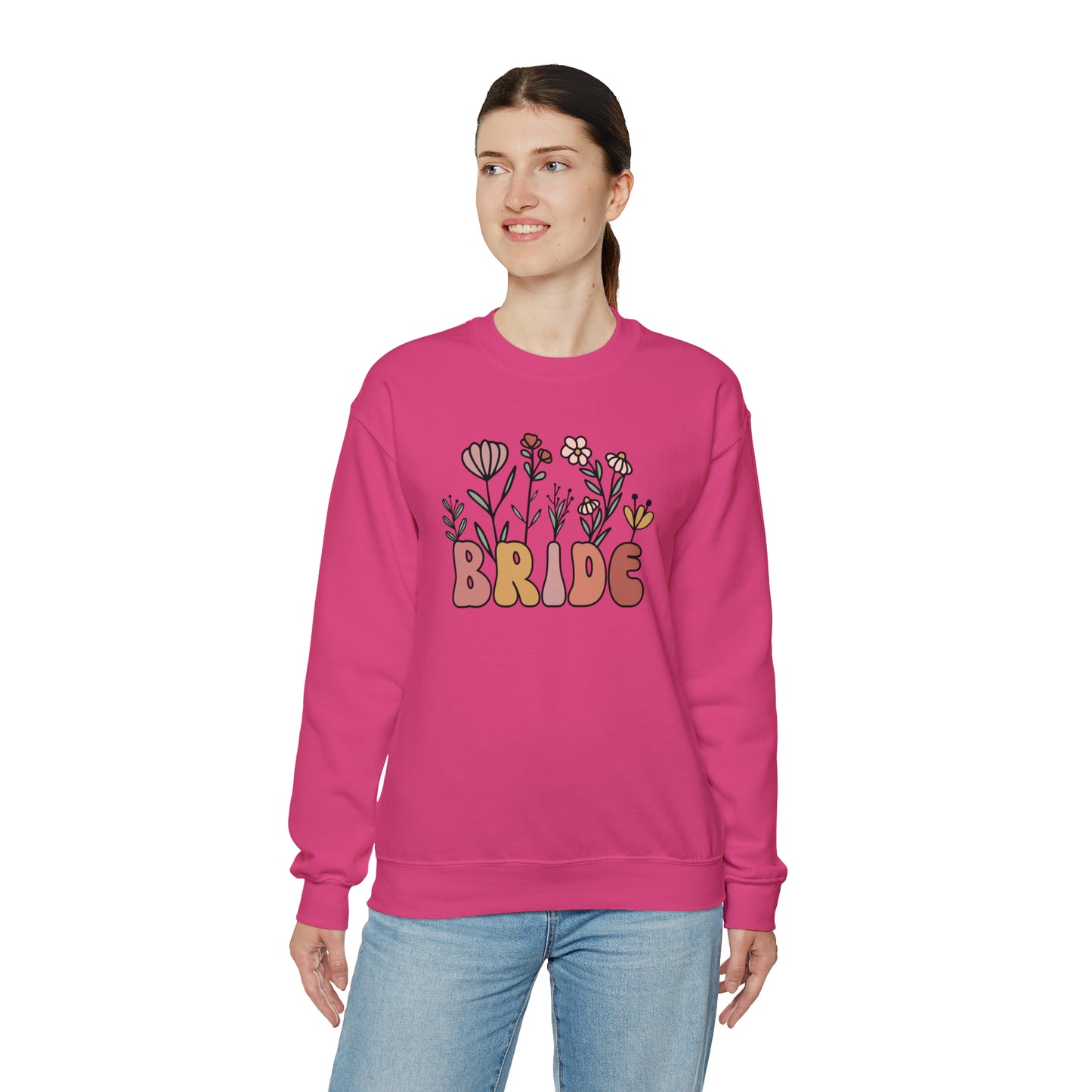 Boho Floral Bride Unisex Heavy Blend™ Crewneck Sweatshirt